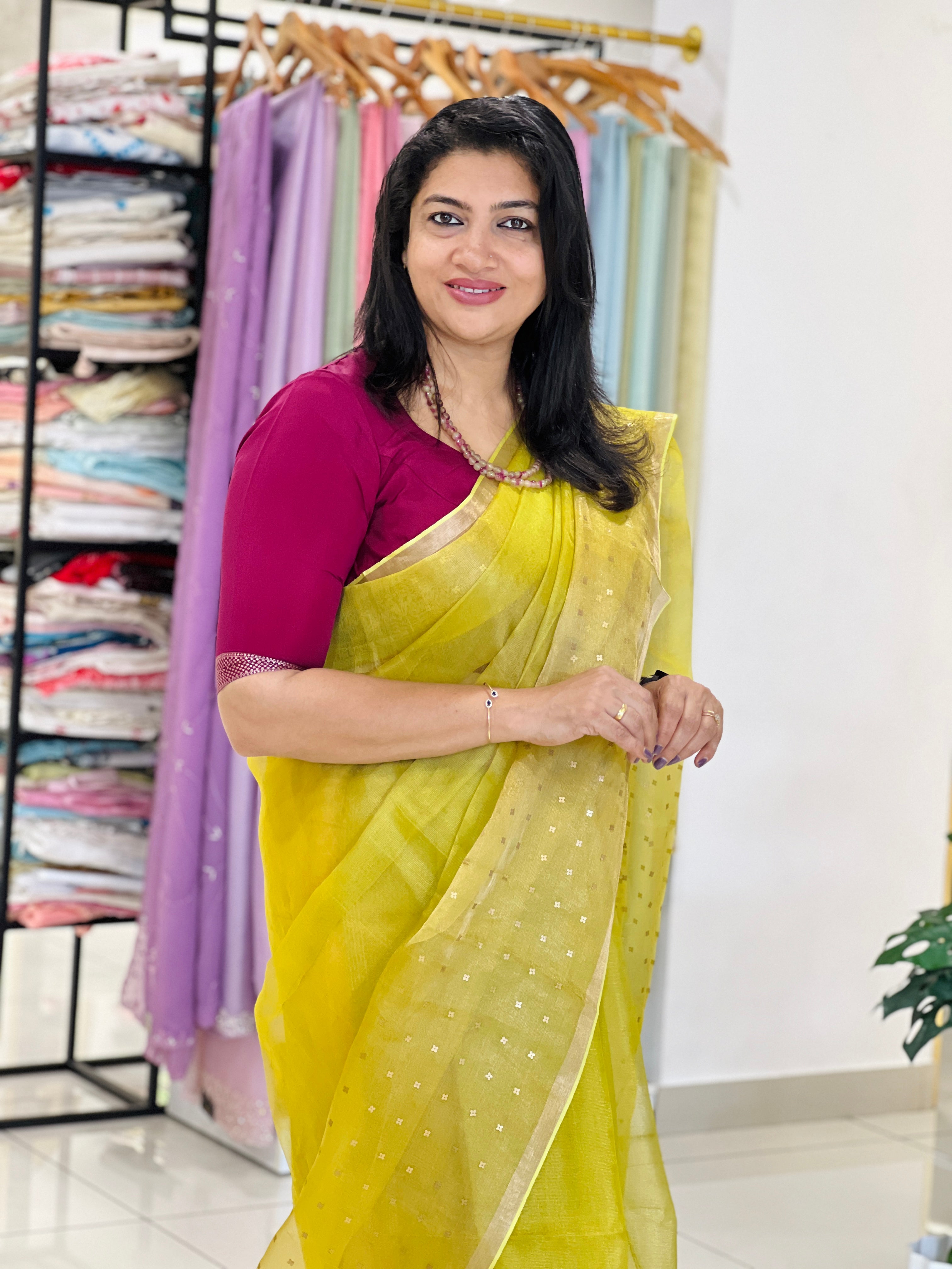Basket Weaved Tissue Saree | EVA144