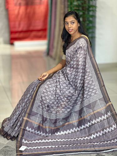 Print Patterned Chanderi Finish Saree | VDA103