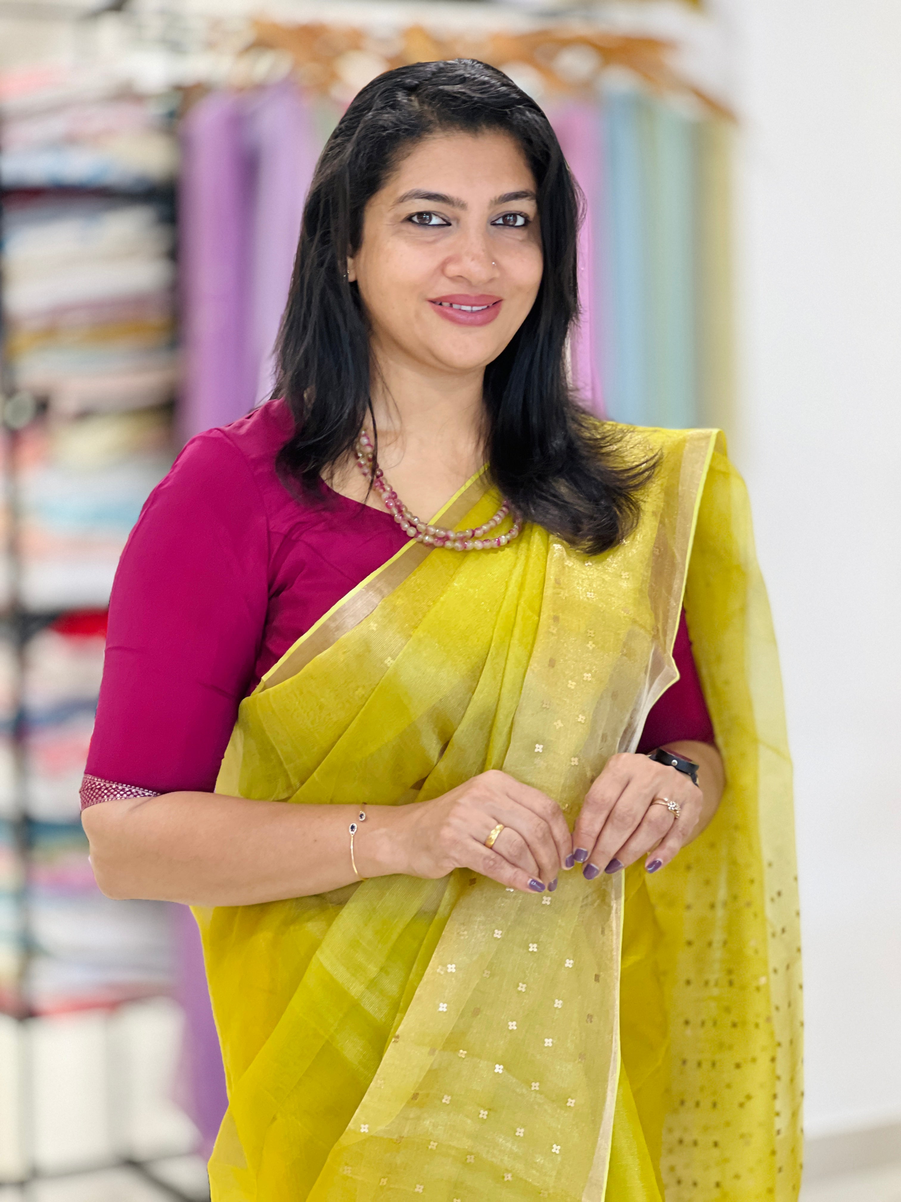 Basket Weaved Tissue Saree | EVA144
