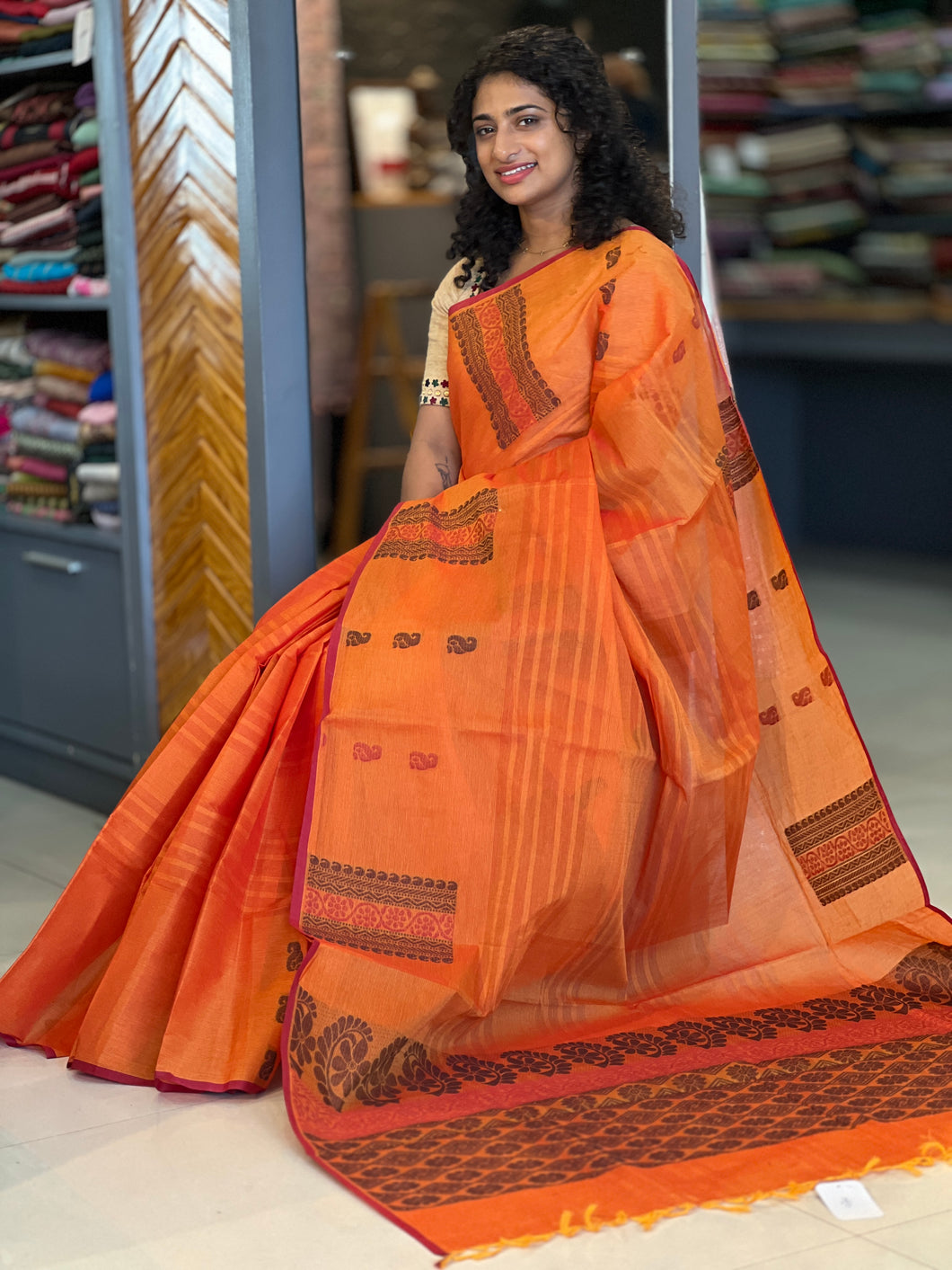 Thread Weaving Pattern Cotton Saree | UDF138