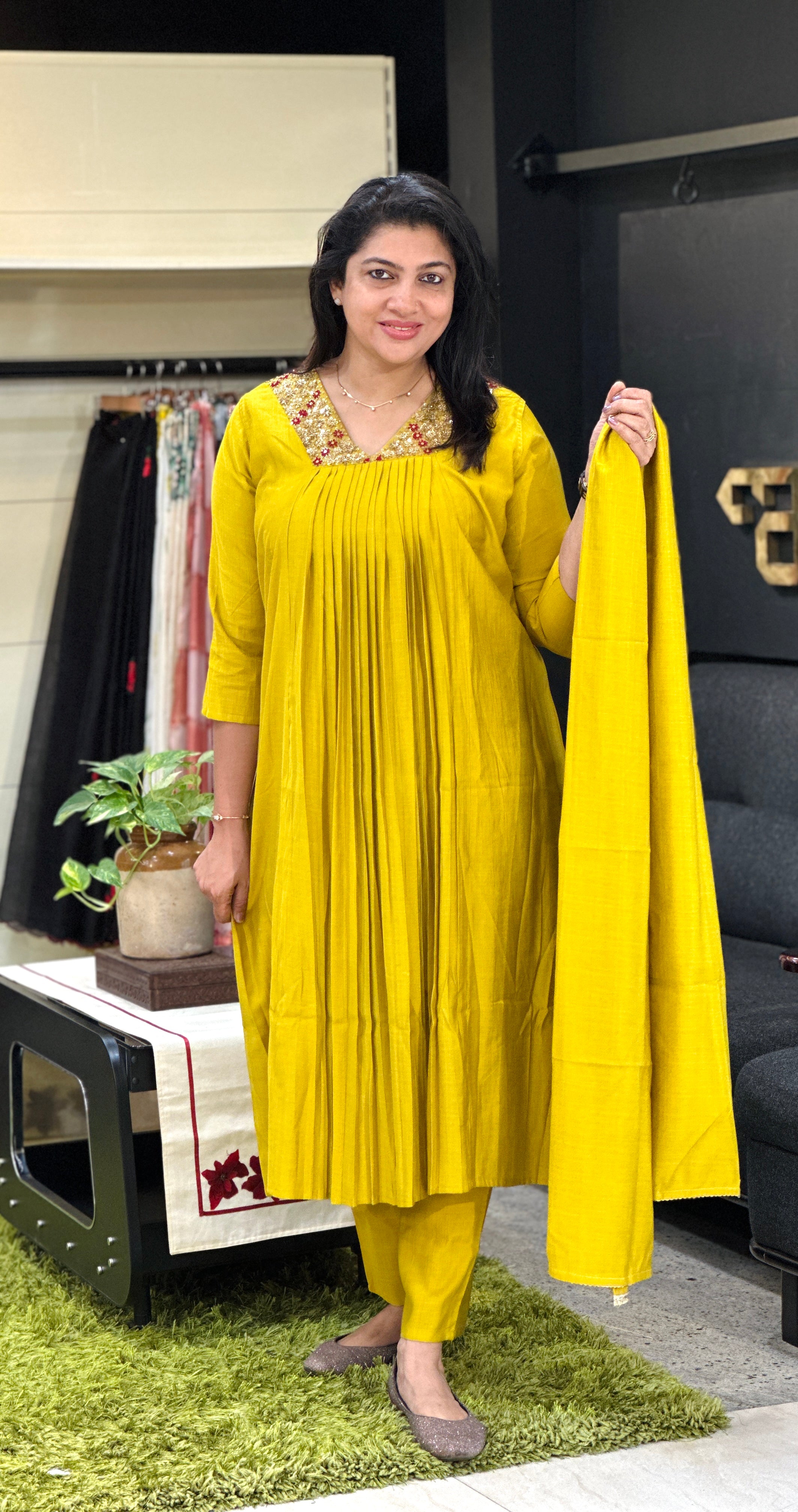 Beads & Sequins Embroidered Rayon Kurta Set | SLM105