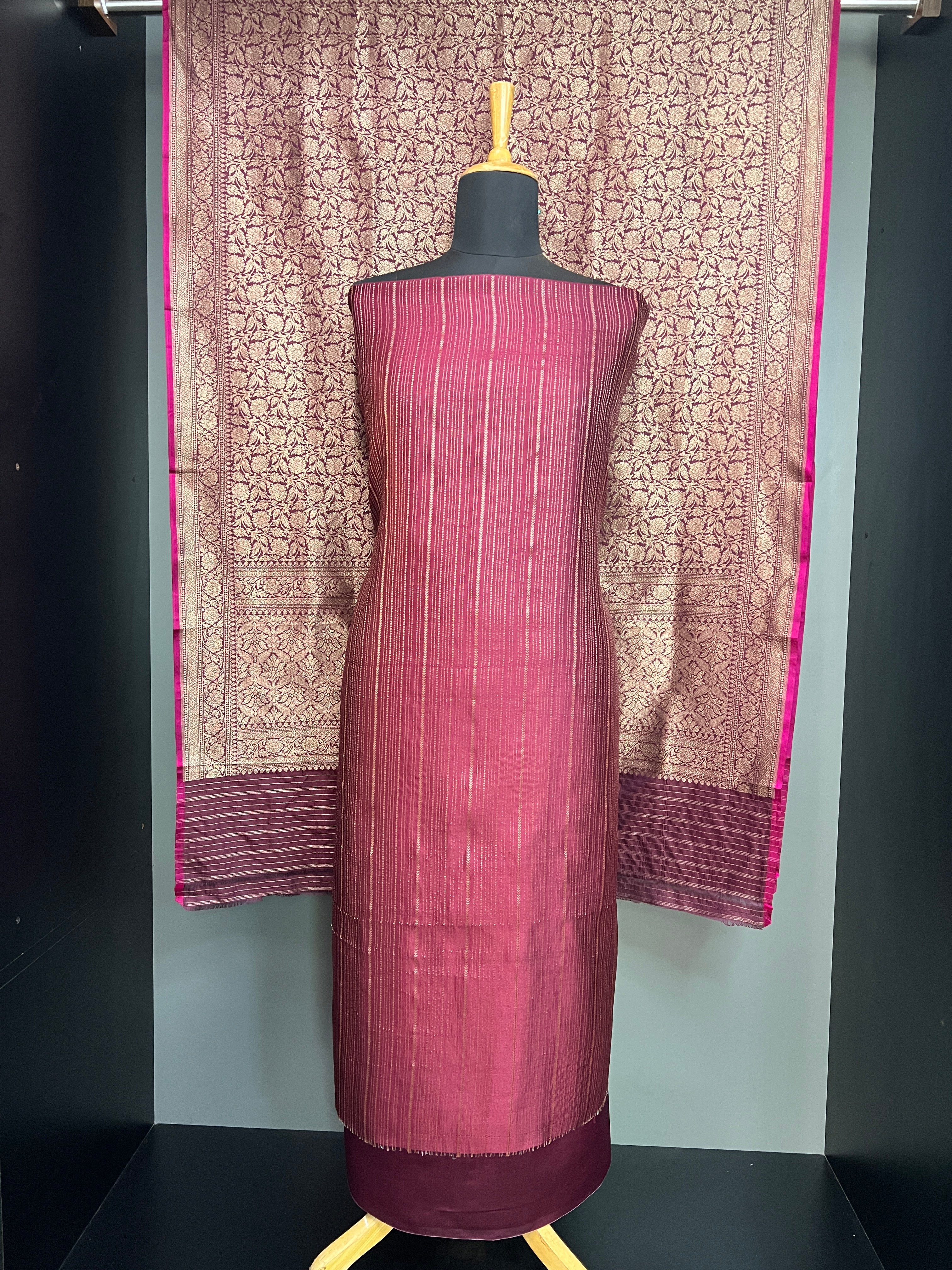 Golden Zai Woven Pure Soft Silk Salwar Set | YNG938