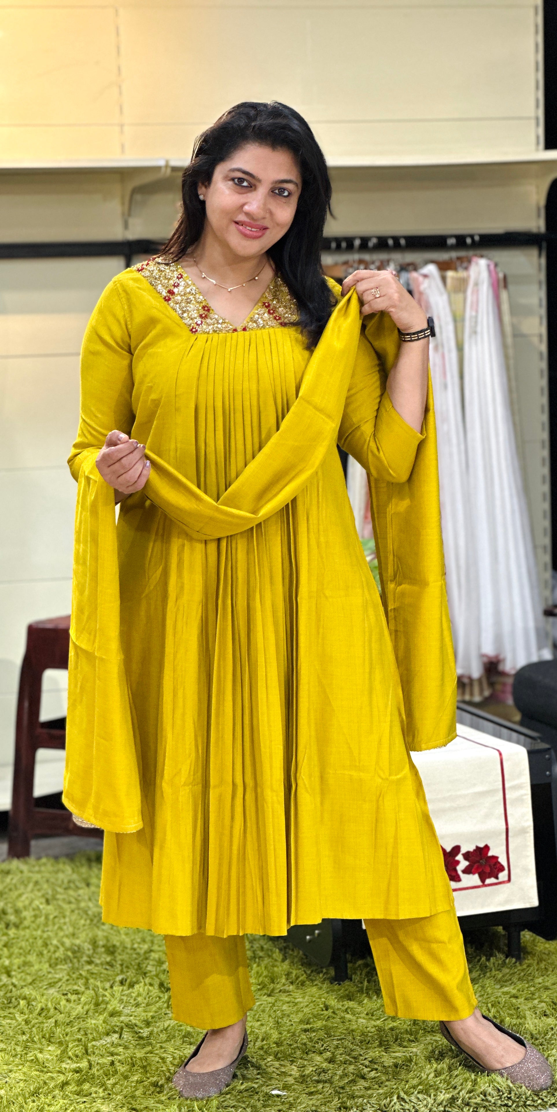 Beads & Sequins Embroidered Rayon Kurta Set | SLM105