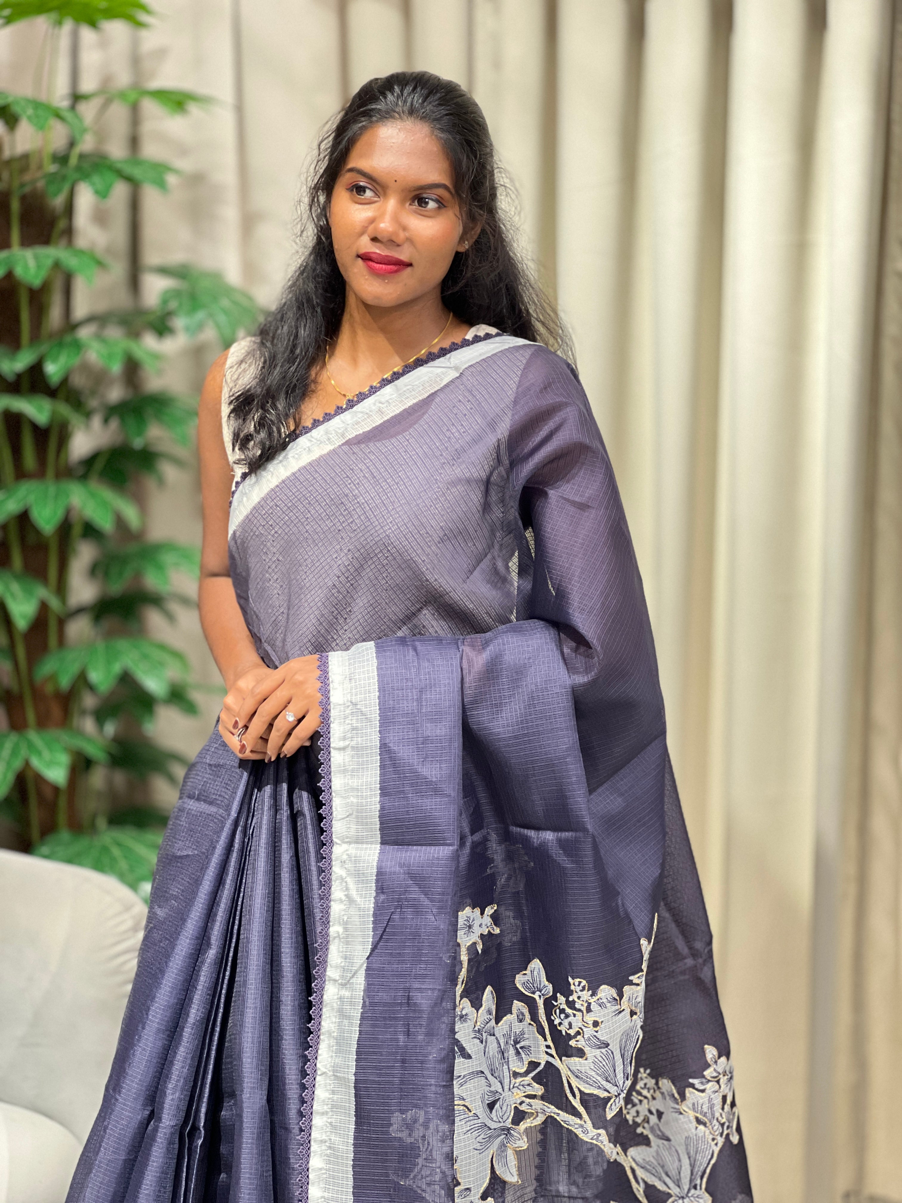 Floral Printed Kota Saree | HT417