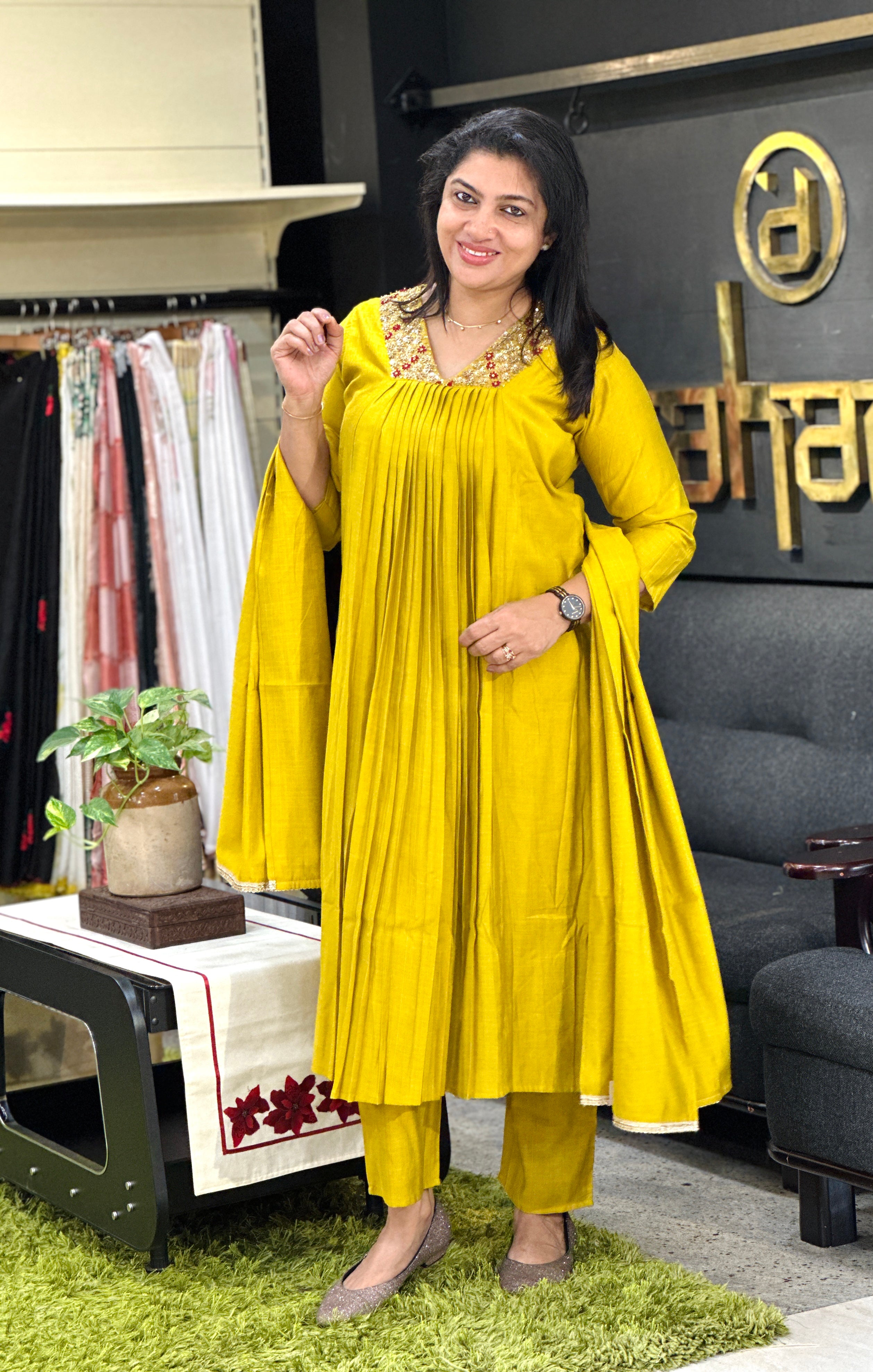 Beads & Sequins Embroidered Rayon Kurta Set | SLM105