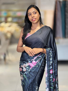 Floral Digital Printed Satin Crepe Saree | SSN182