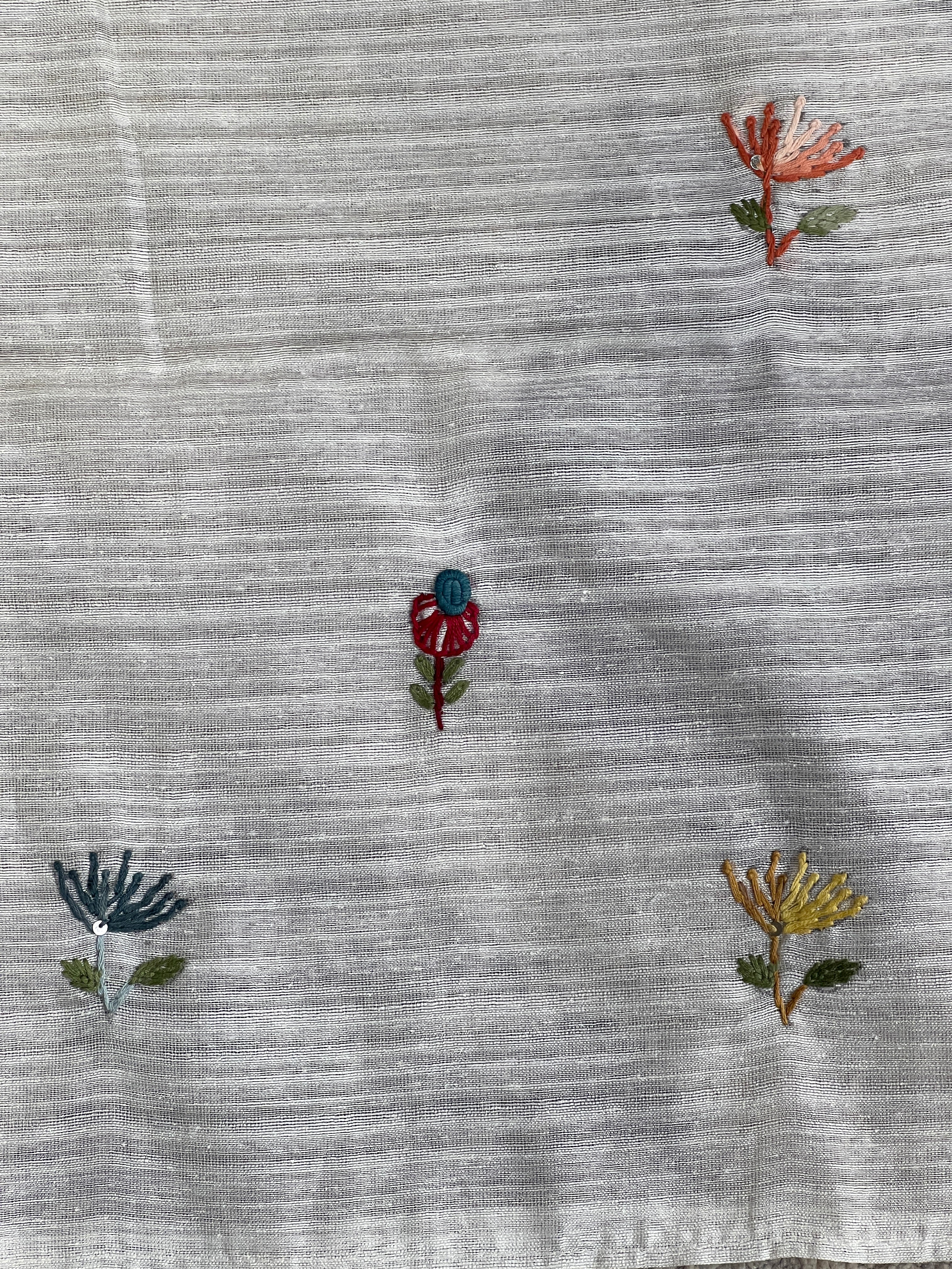 Floral Hand Embroidered Green Silk Saree | BLD1838