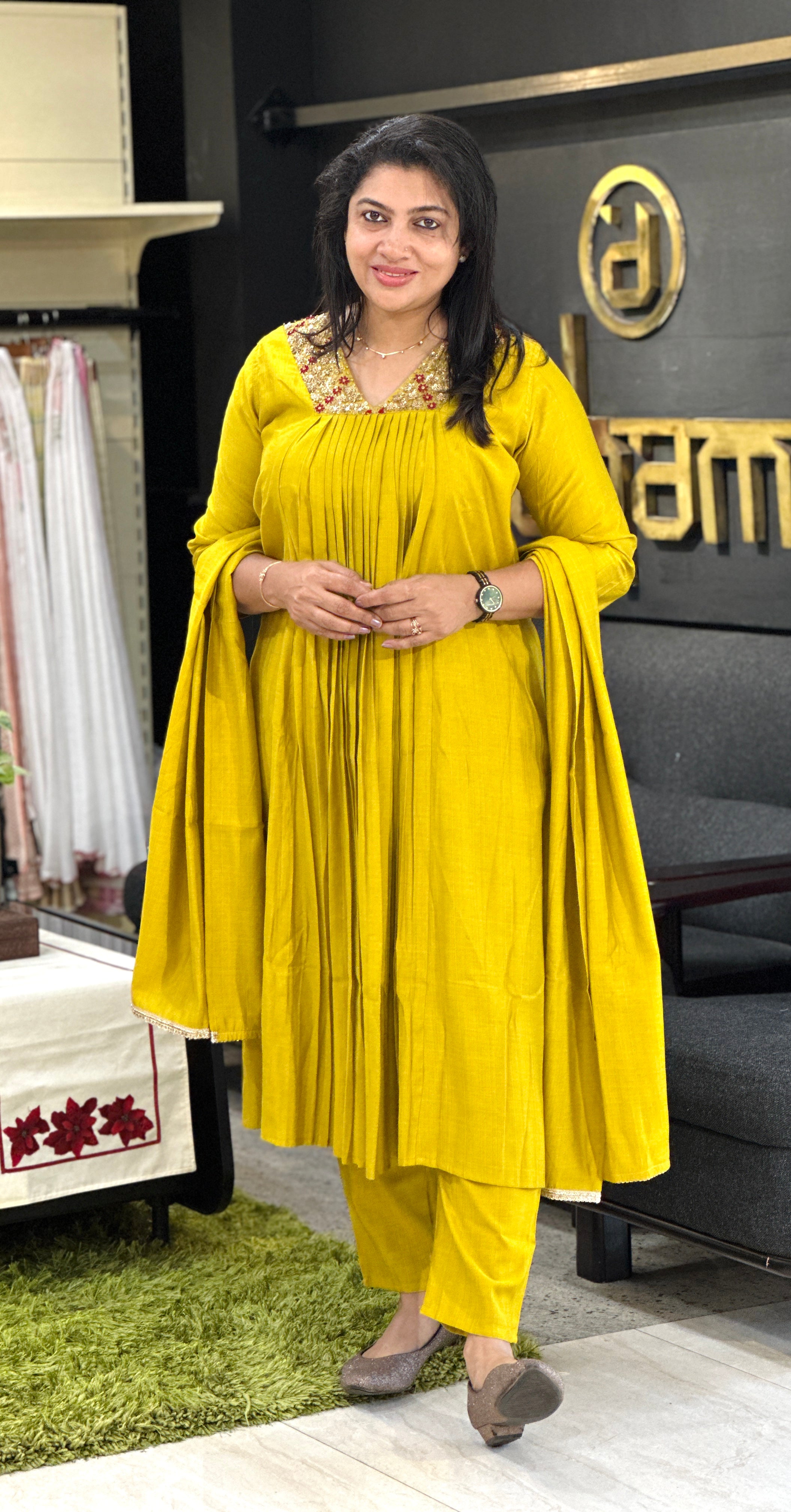 Beads & Sequins Embroidered Rayon Kurta Set | SLM105