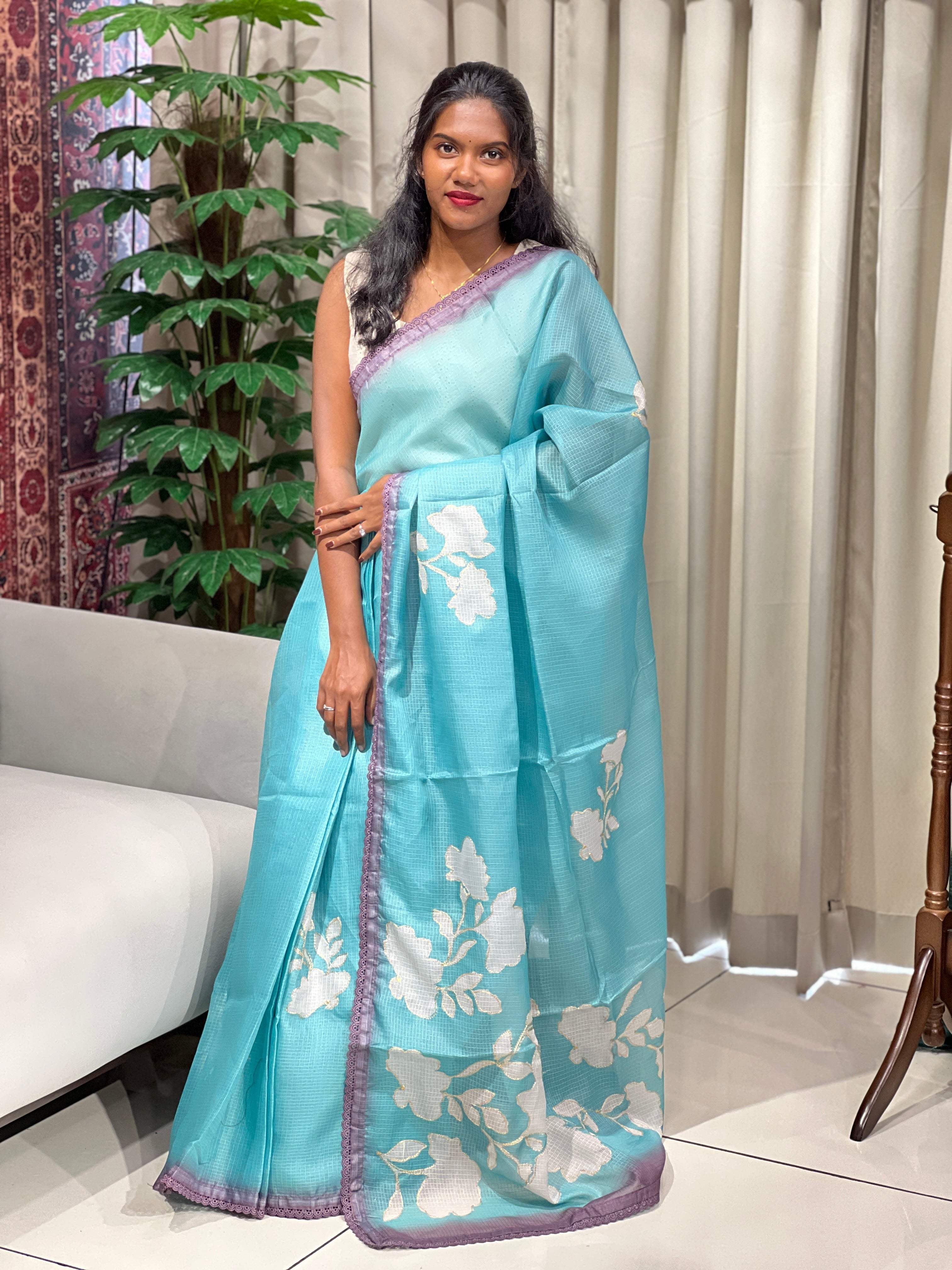 Floral Printed Kota Saree | HT370