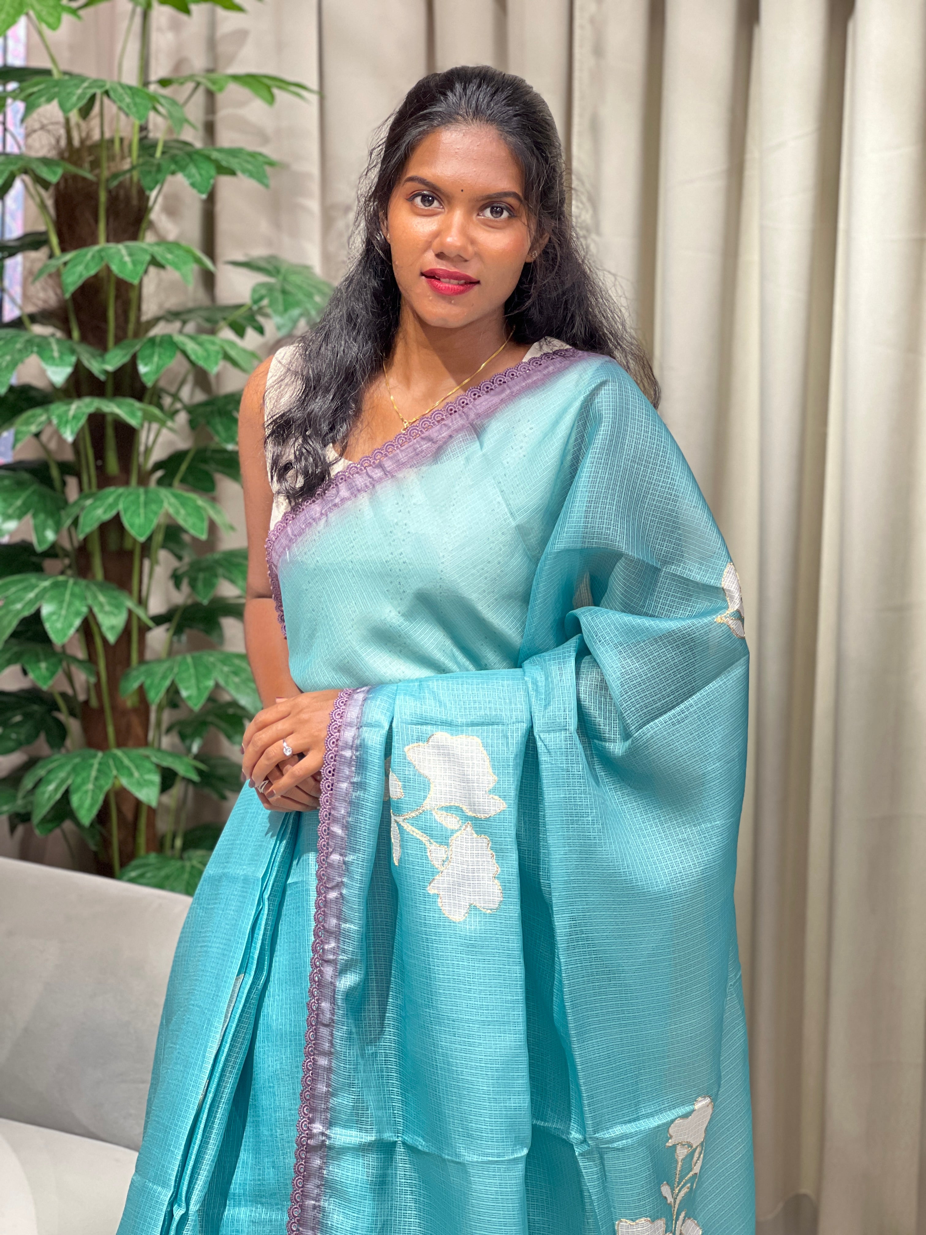 Floral Printed Kota Saree | HT370