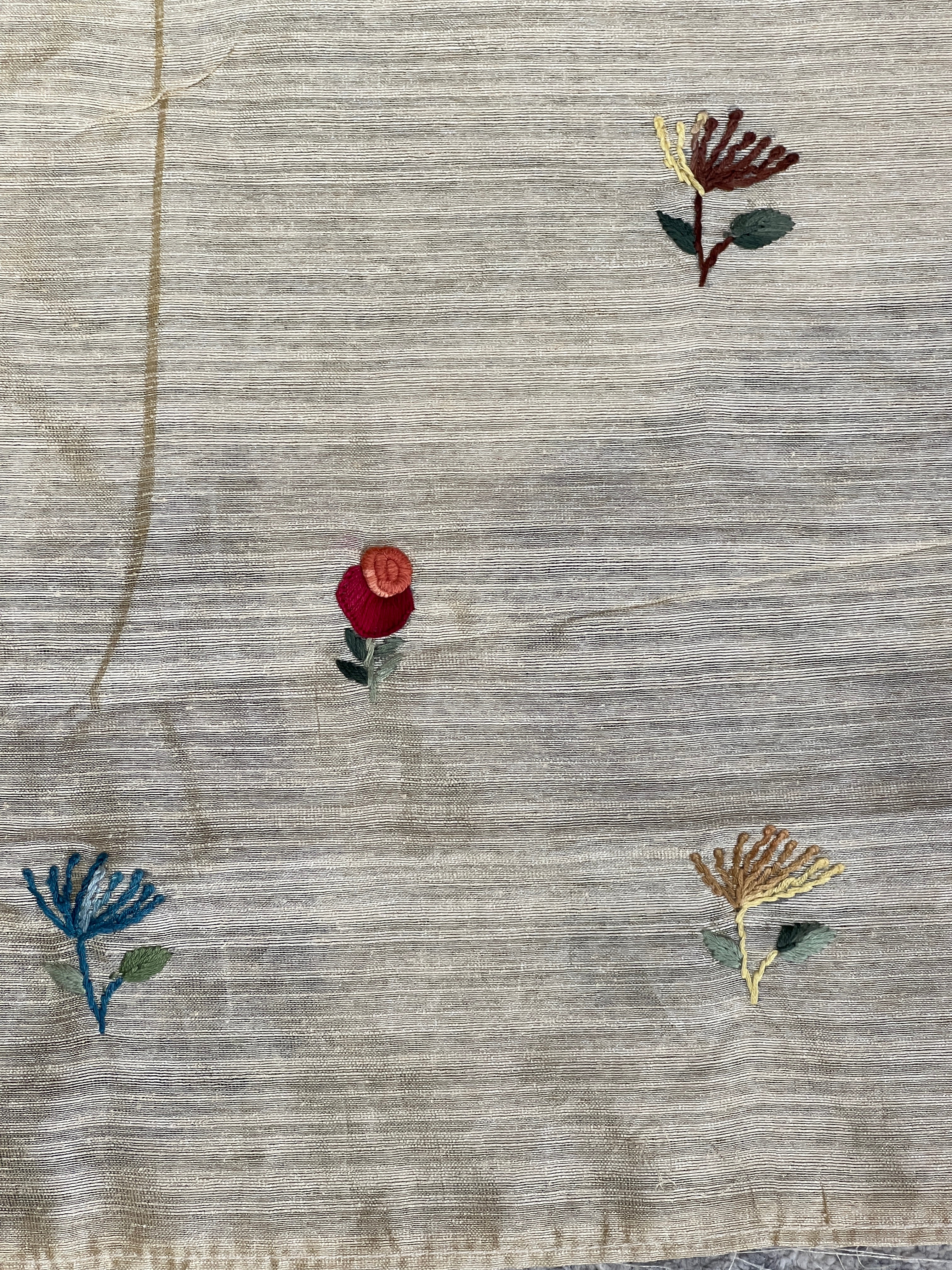 Floral Hand Embroidered Green Silk Saree | BLD1840