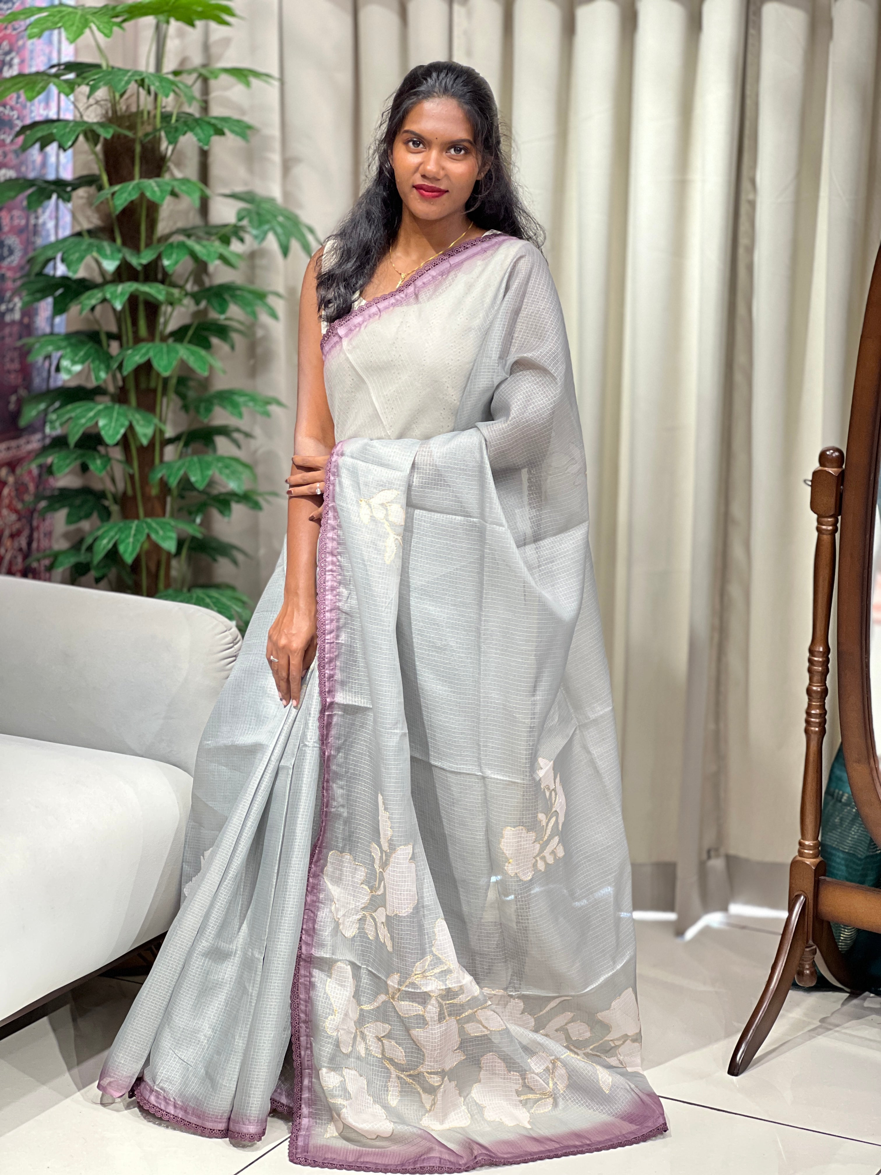 Floral Printed Kota Saree | HT372