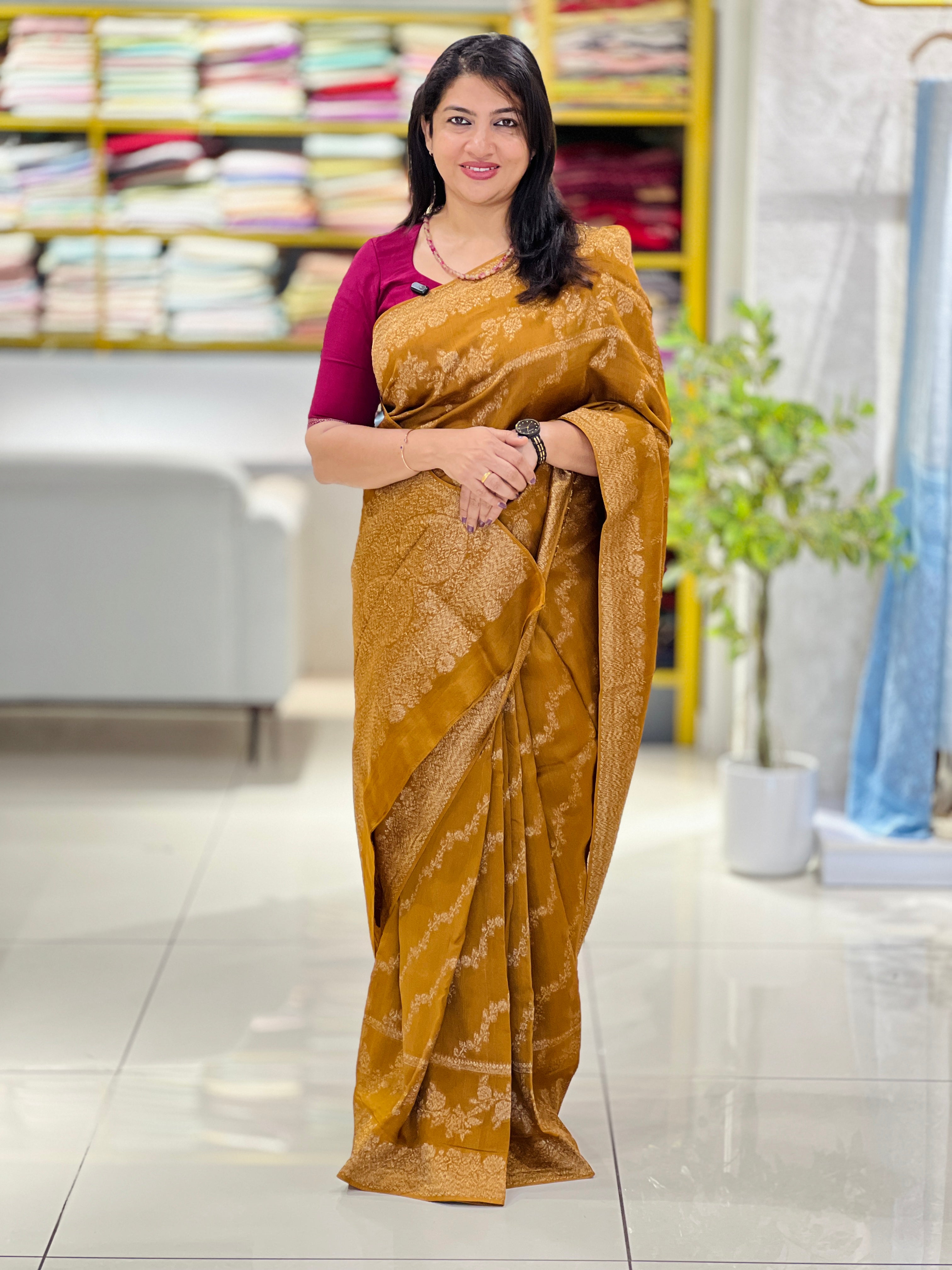 Power Loom Shibori Pattern Banarasi Saree | YNG1258