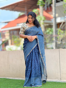 Block Printed Chanderi Saree | JKL333