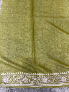 Machine Embroidered Block Printed Soft Tussar Saree | RGD470