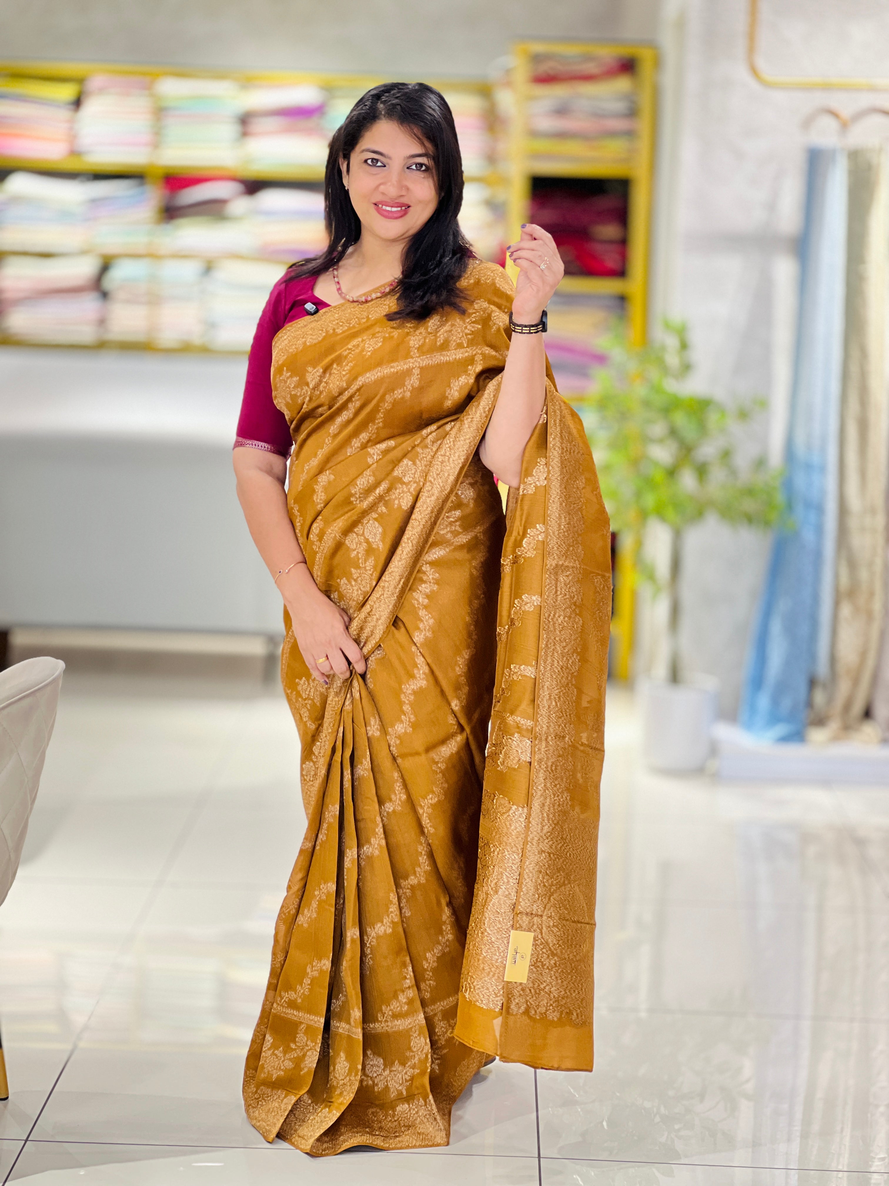 Power Loom Shibori Pattern Banarasi Saree | YNG1258