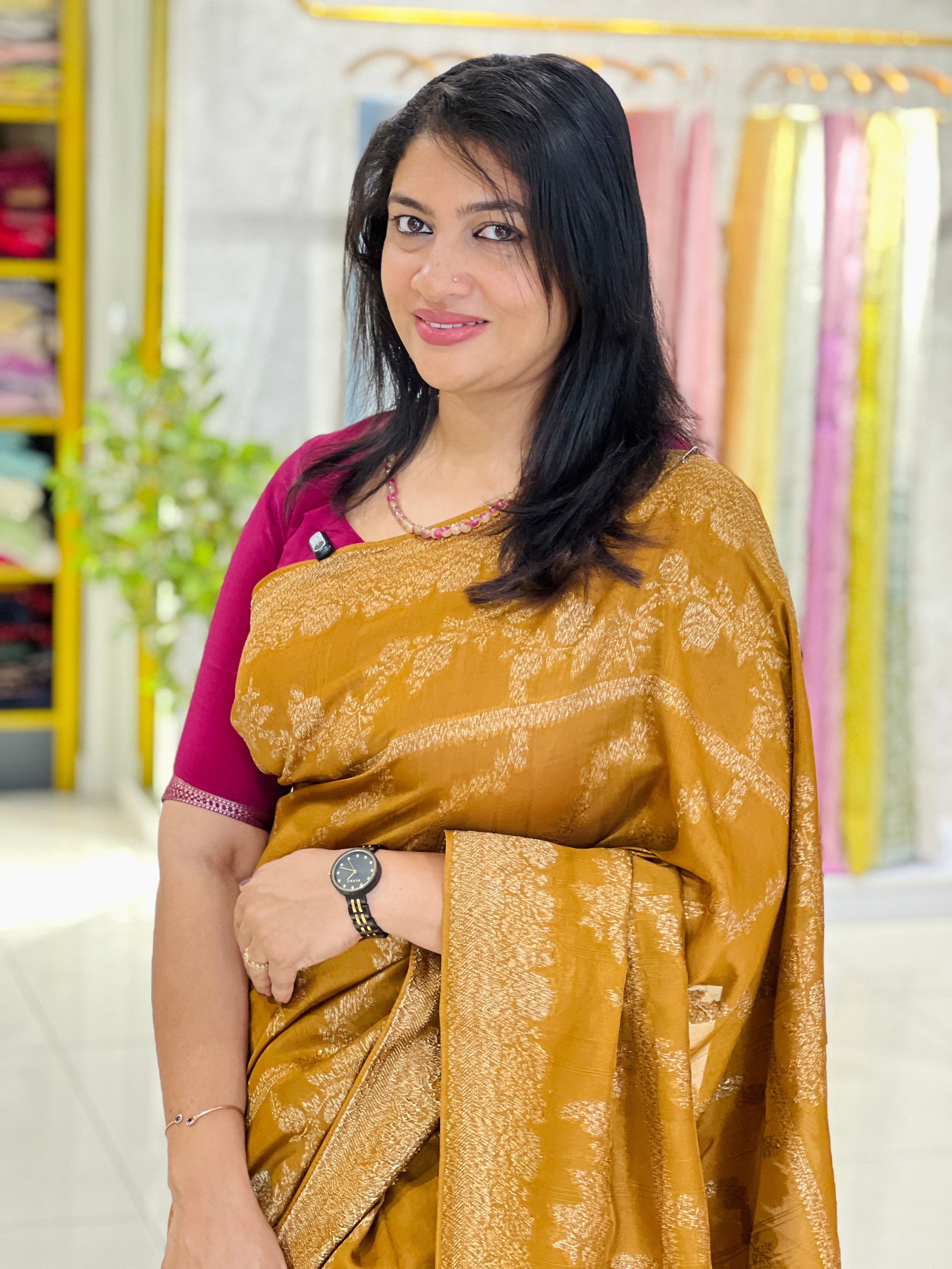 Power Loom Shibori Pattern Banarasi Saree | YNG1258