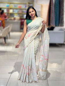 Jamdani Weaved Chanderi Finish Saree | SSN229
