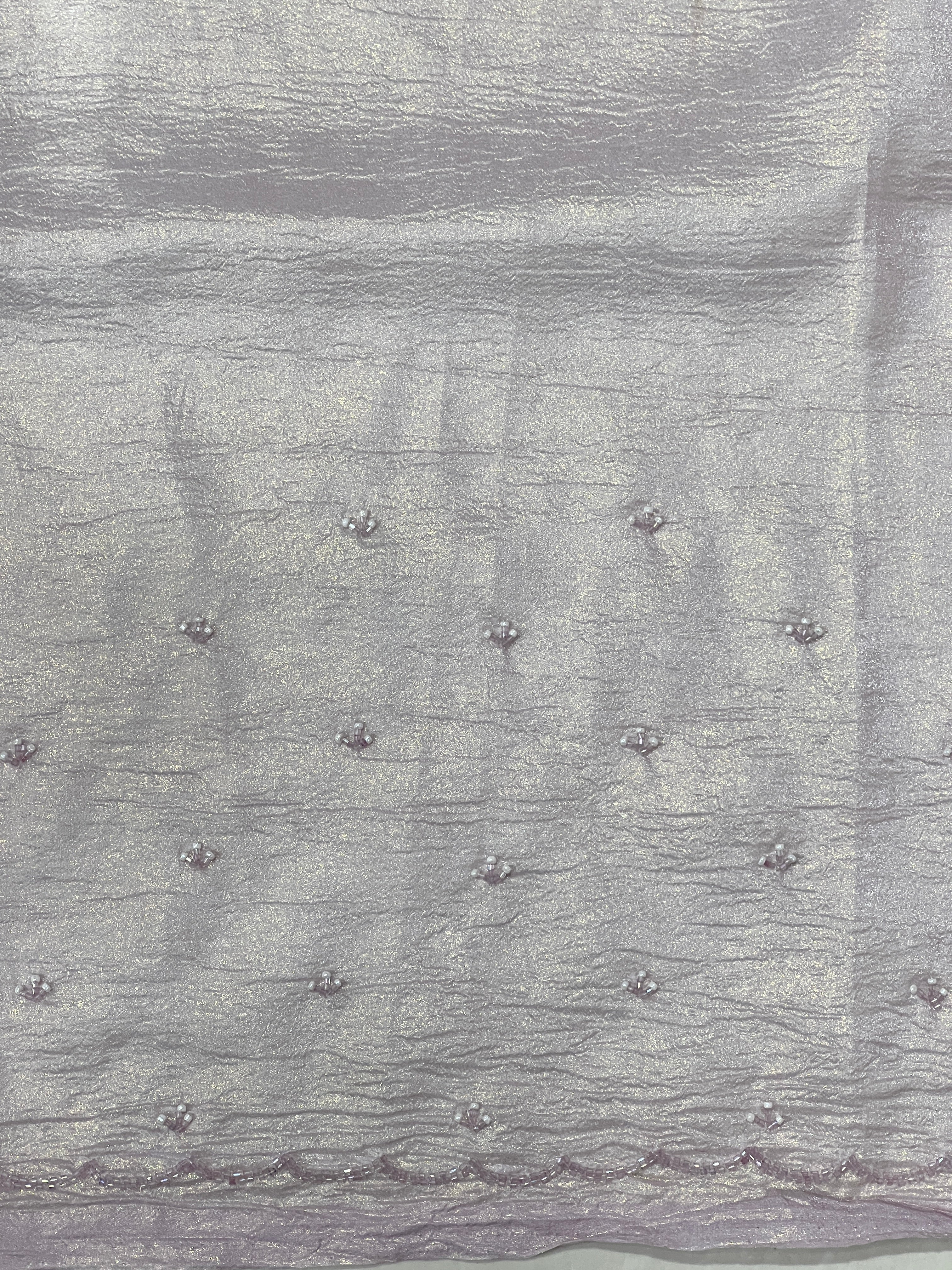 Beads & Sequins Detailed Crushed Shimmer Organza Saree | SGS145