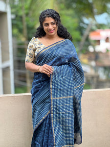 Block Printed Chanderi Saree | JKL333