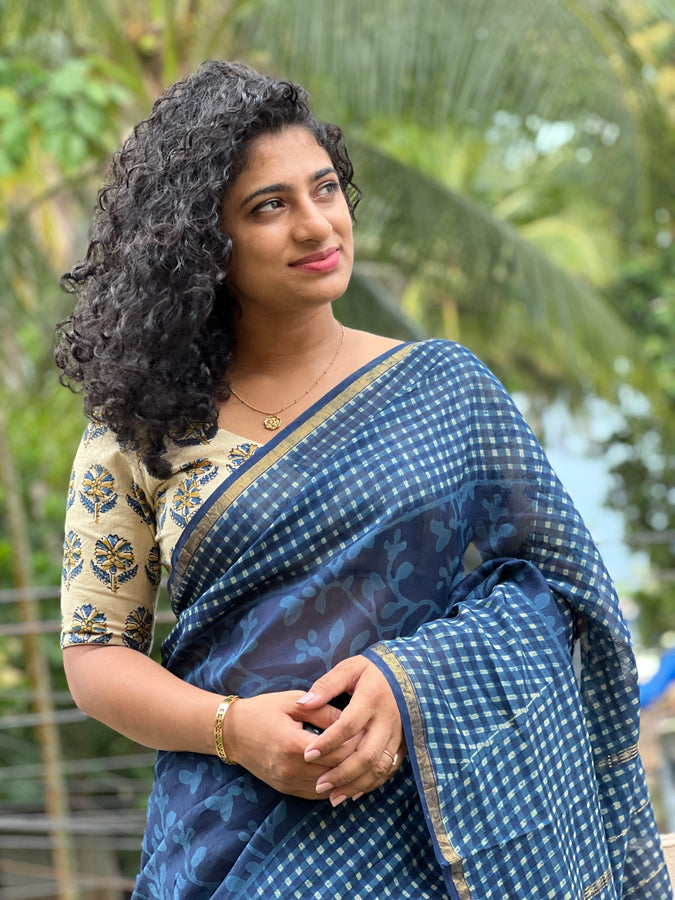 Block Printed Chanderi Saree | JKL333