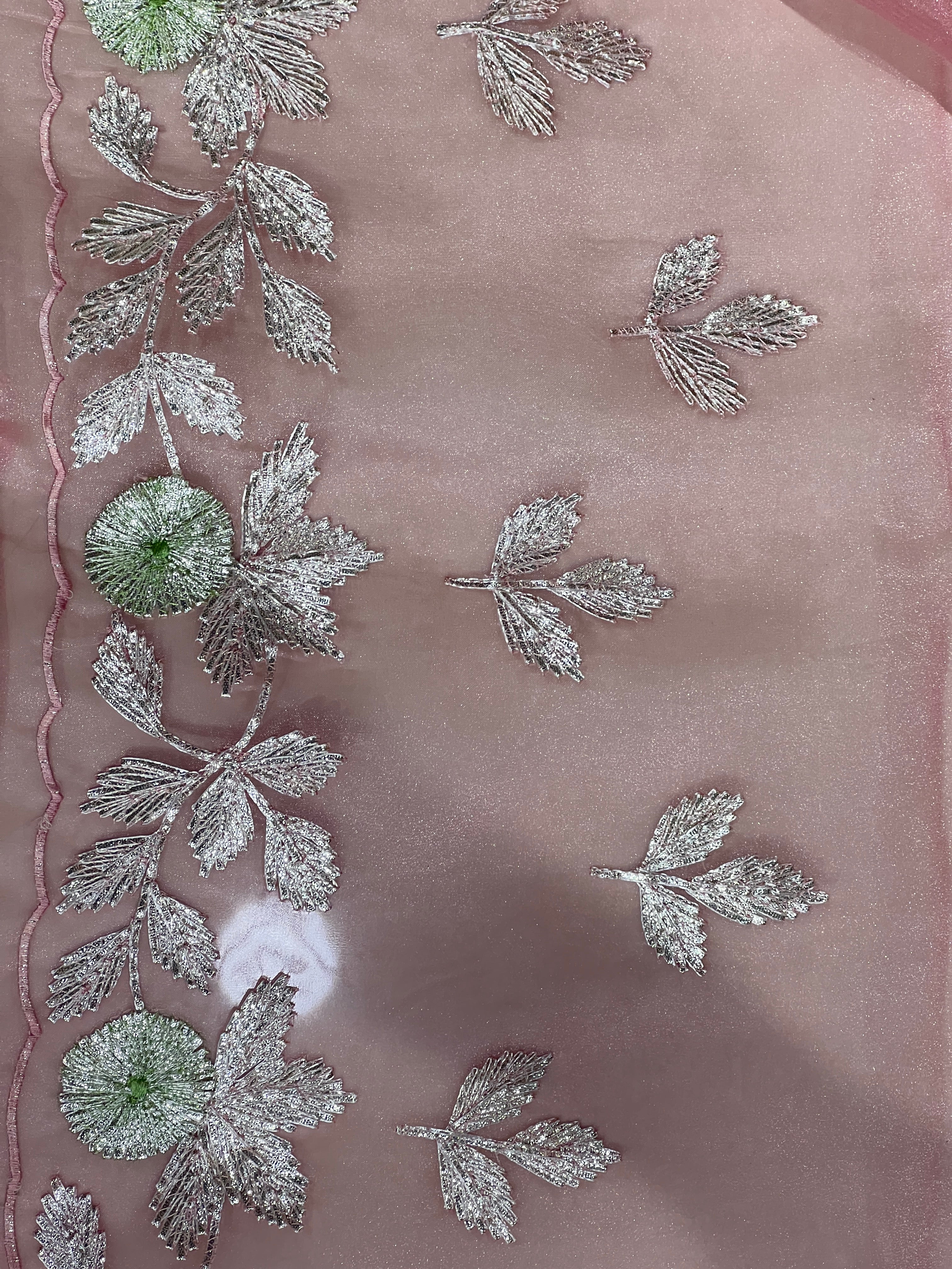 Floral Machine Embroidered Glass Organza Saree | SGS142