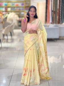 Jamdani Weaved Chanderi Finish Saree | SSN227