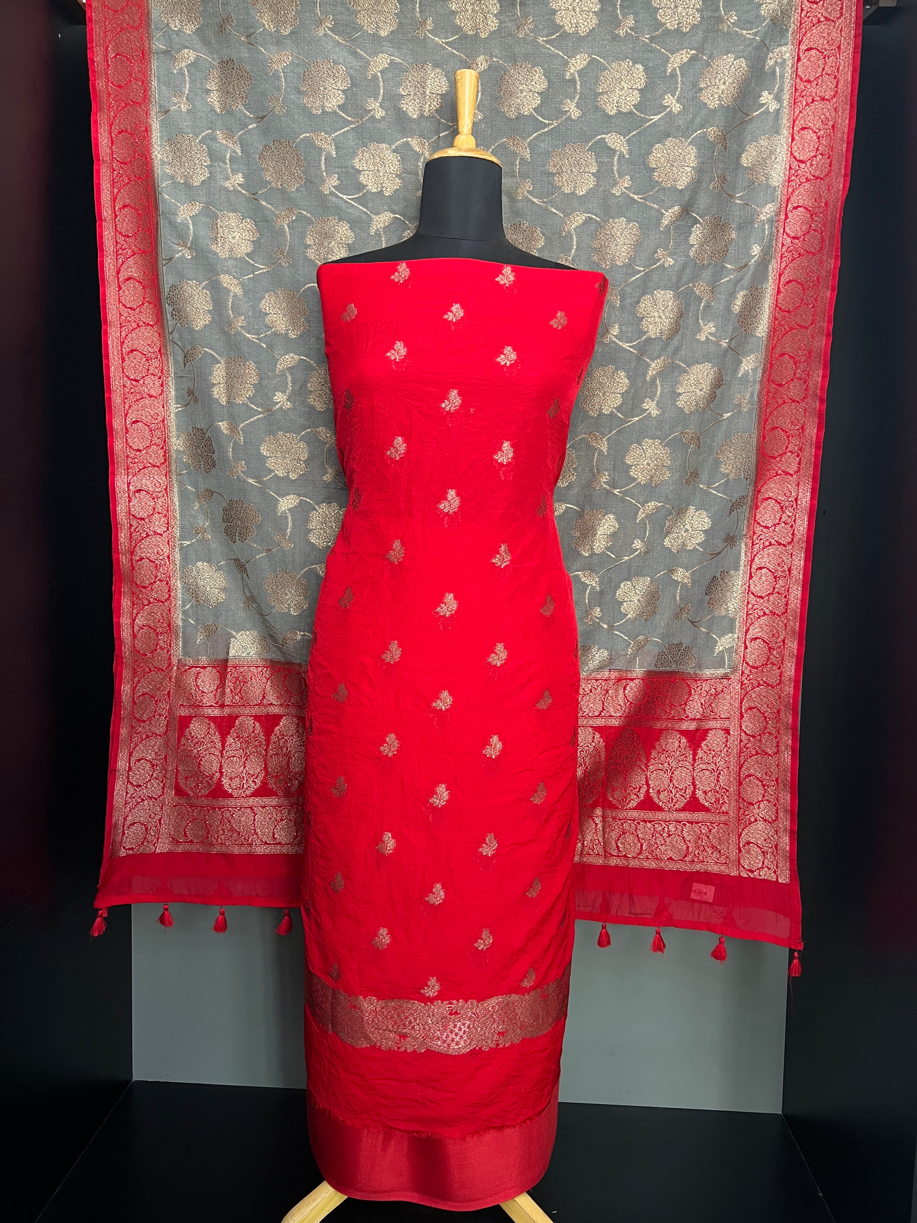 Traditional Butta Woven Banarasi Silk Salwar Set | YNG951