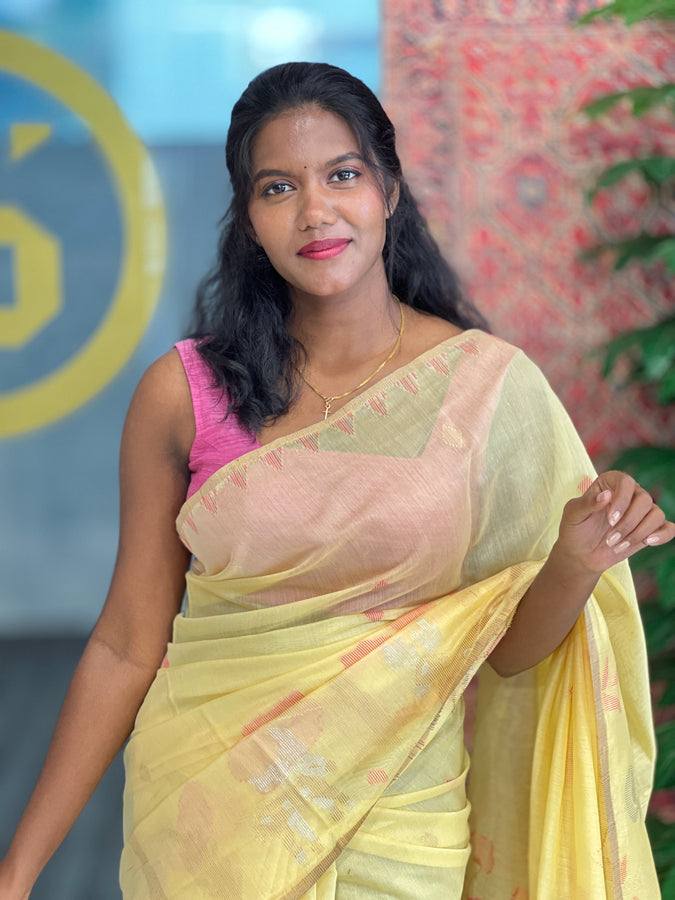 Jamdani Weaved Chanderi Finish Saree | SSN227
