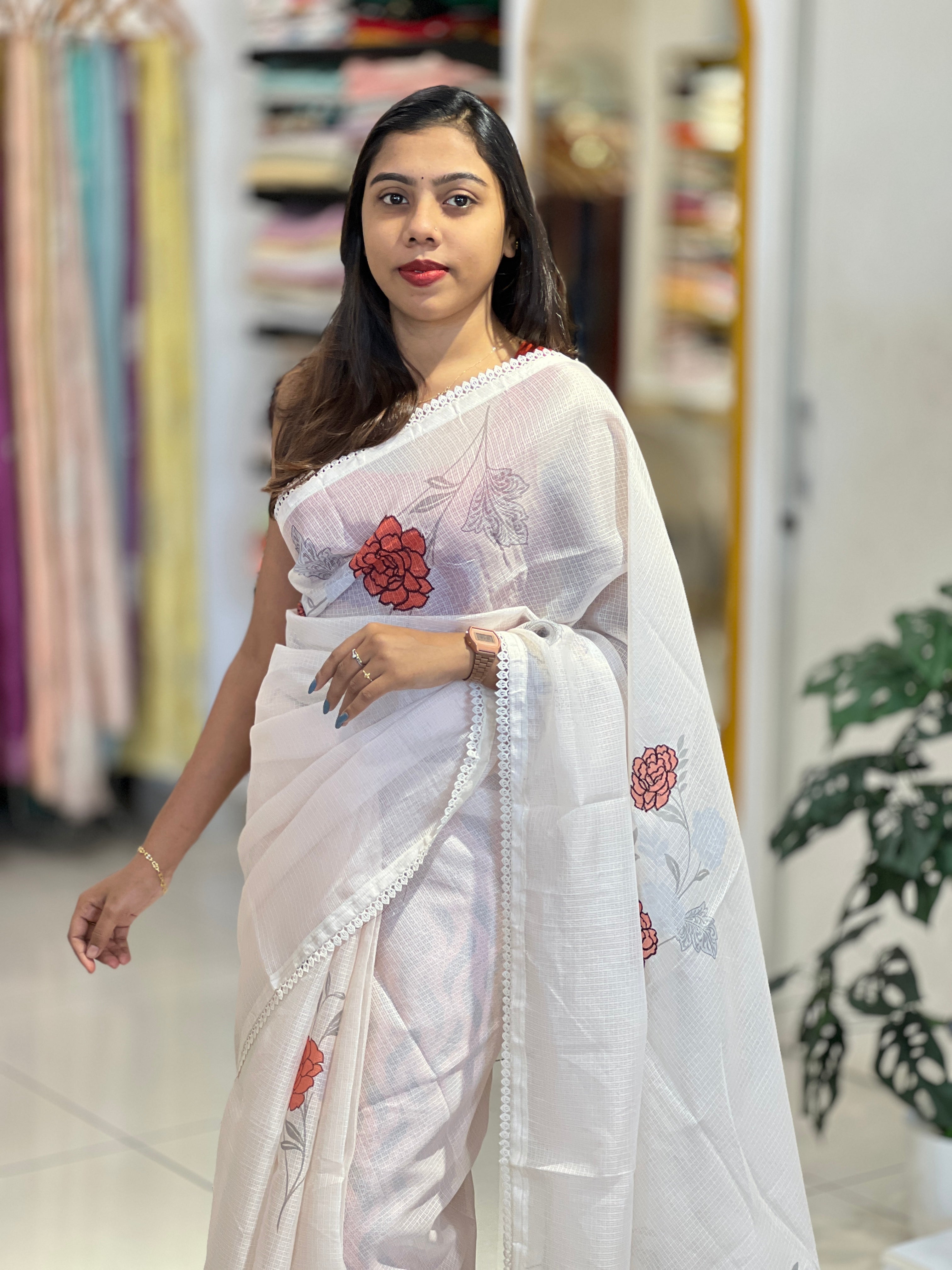 Floral Printed Kota Saree | HT406