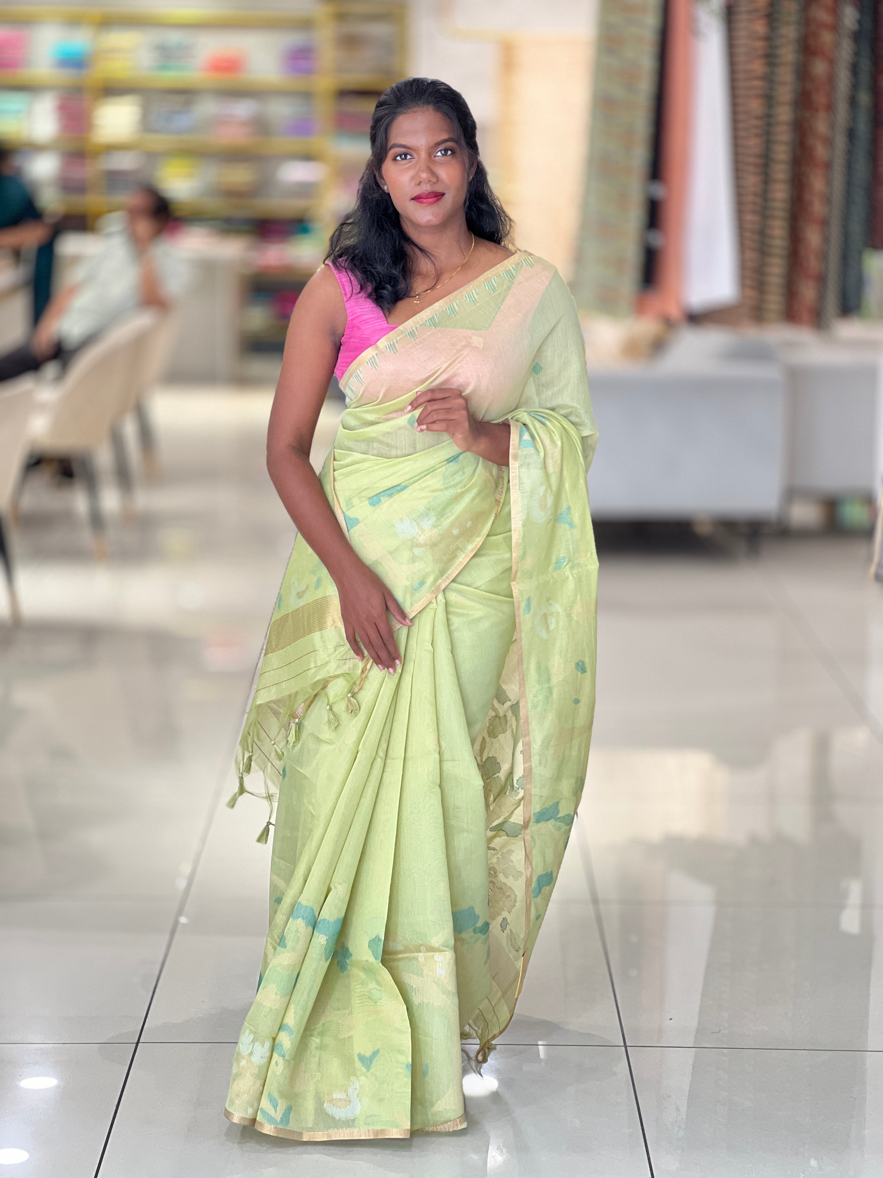 Jamdani Weaved Chanderi Finish Saree | SSN231
