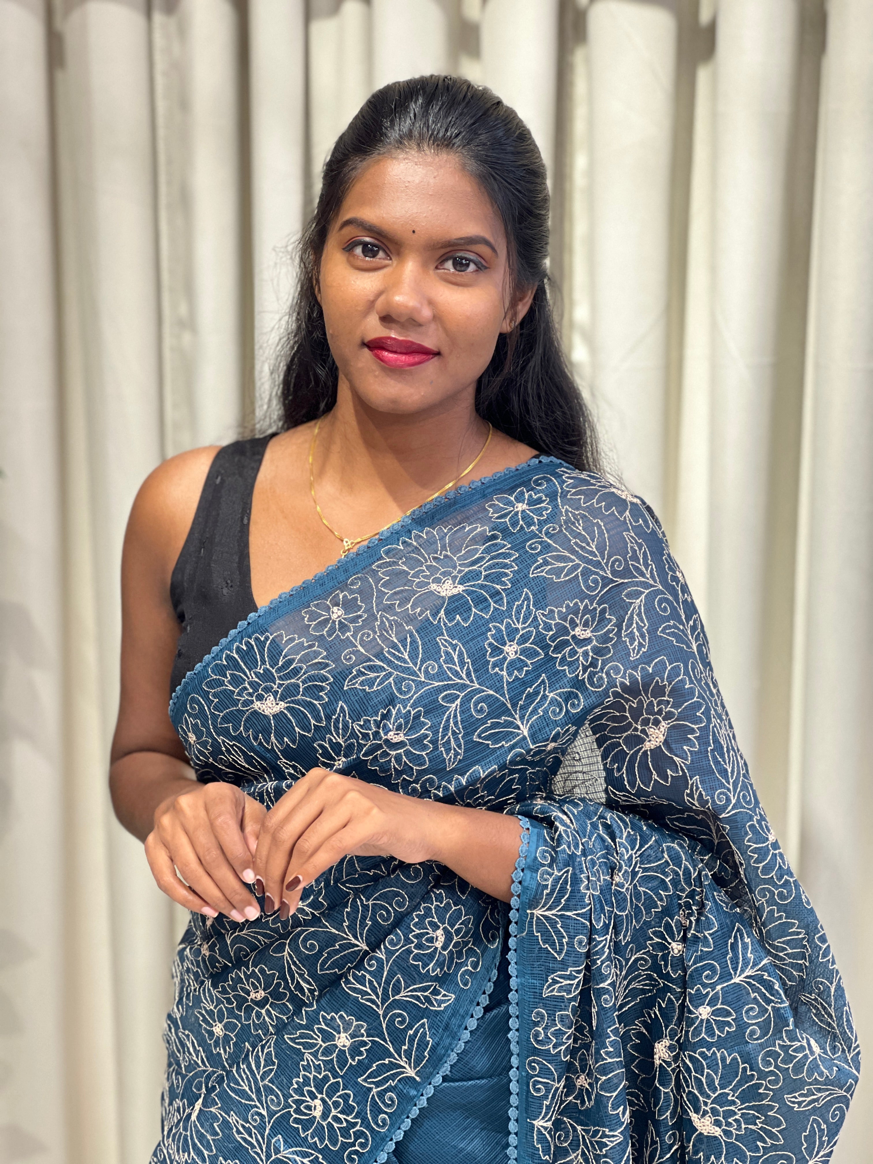 Floral Jaal Embroidered Silky Kota Saree | BLD2097