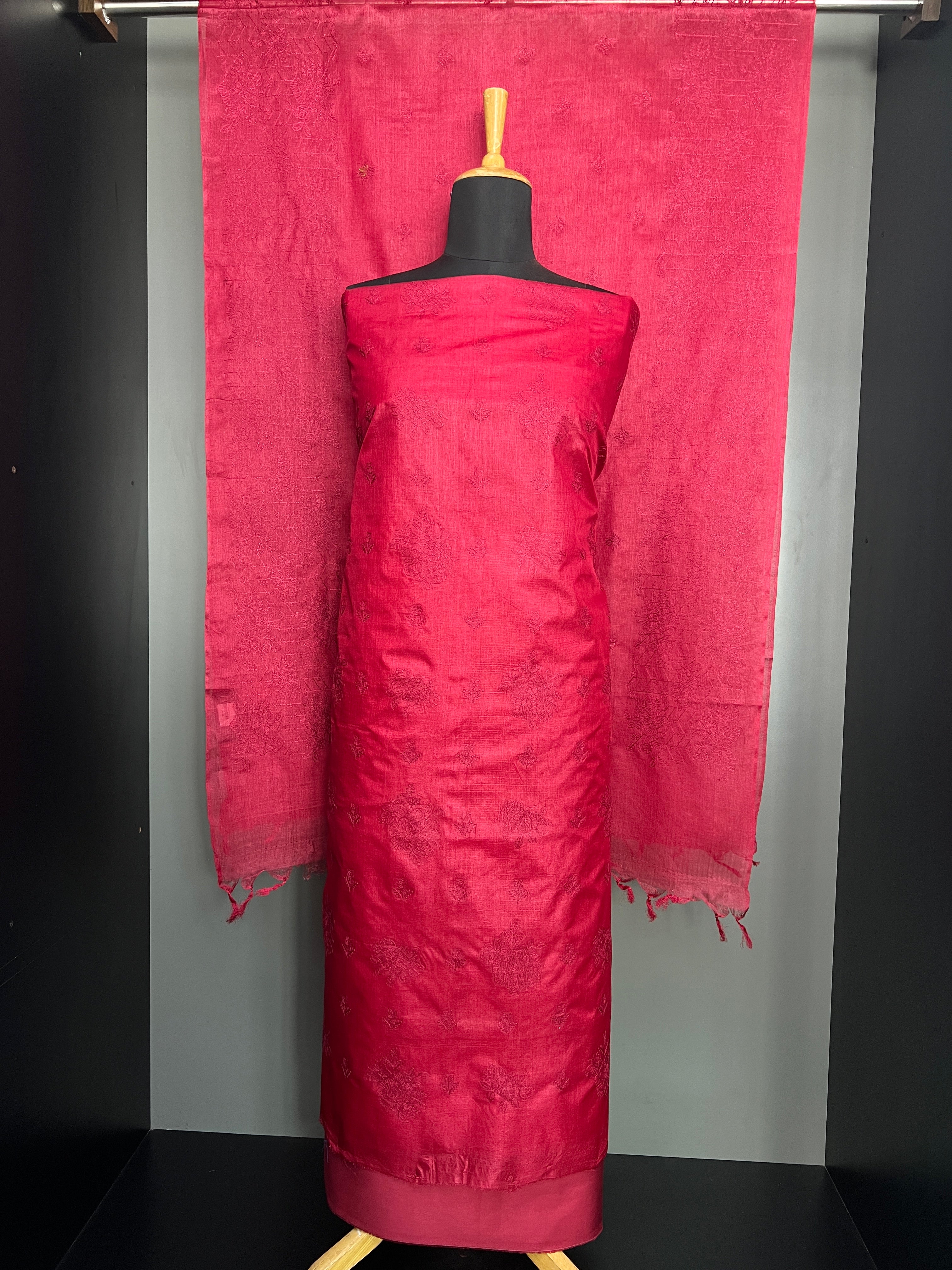 Floral Embroidery Detailed Tussar Salwar Set | YNG952