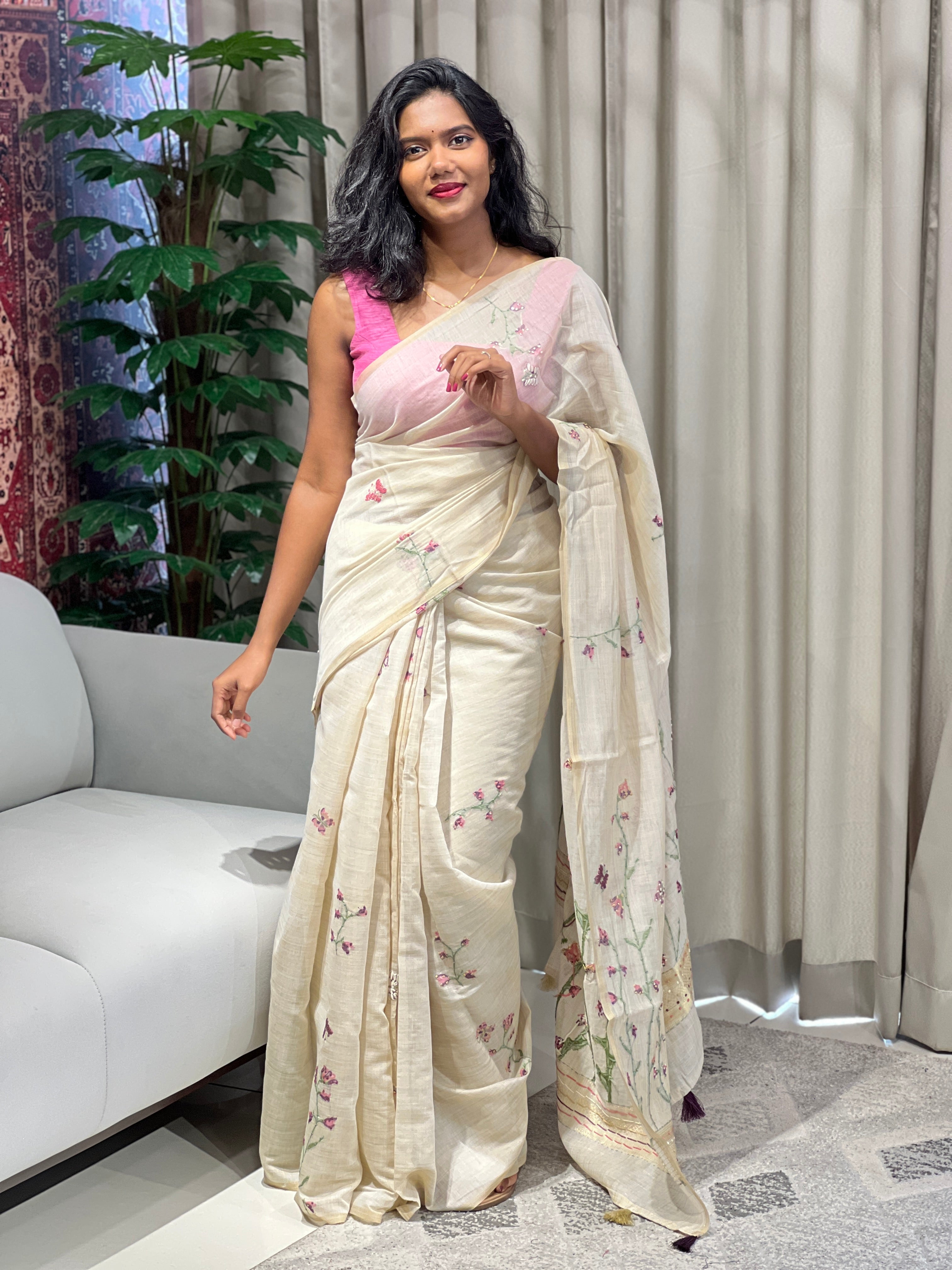 Jamdani Woven Chanderi Saree | BLD1745