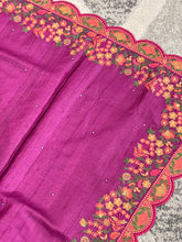 Floral Embroidered Desi Tussar Saree | RGD364