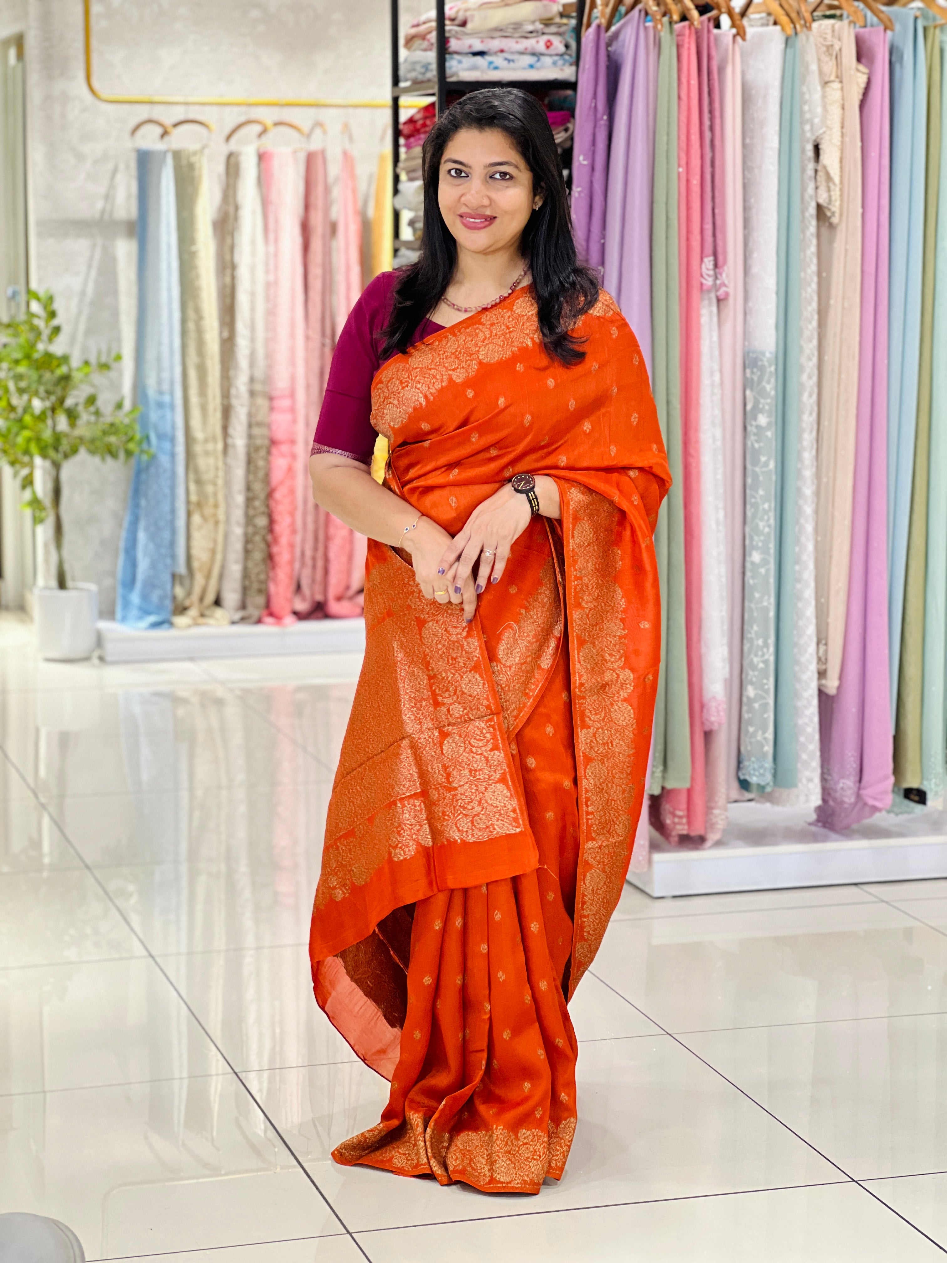 Banarasi Weaving Patterned Semi Tussar Saree | YNG1246