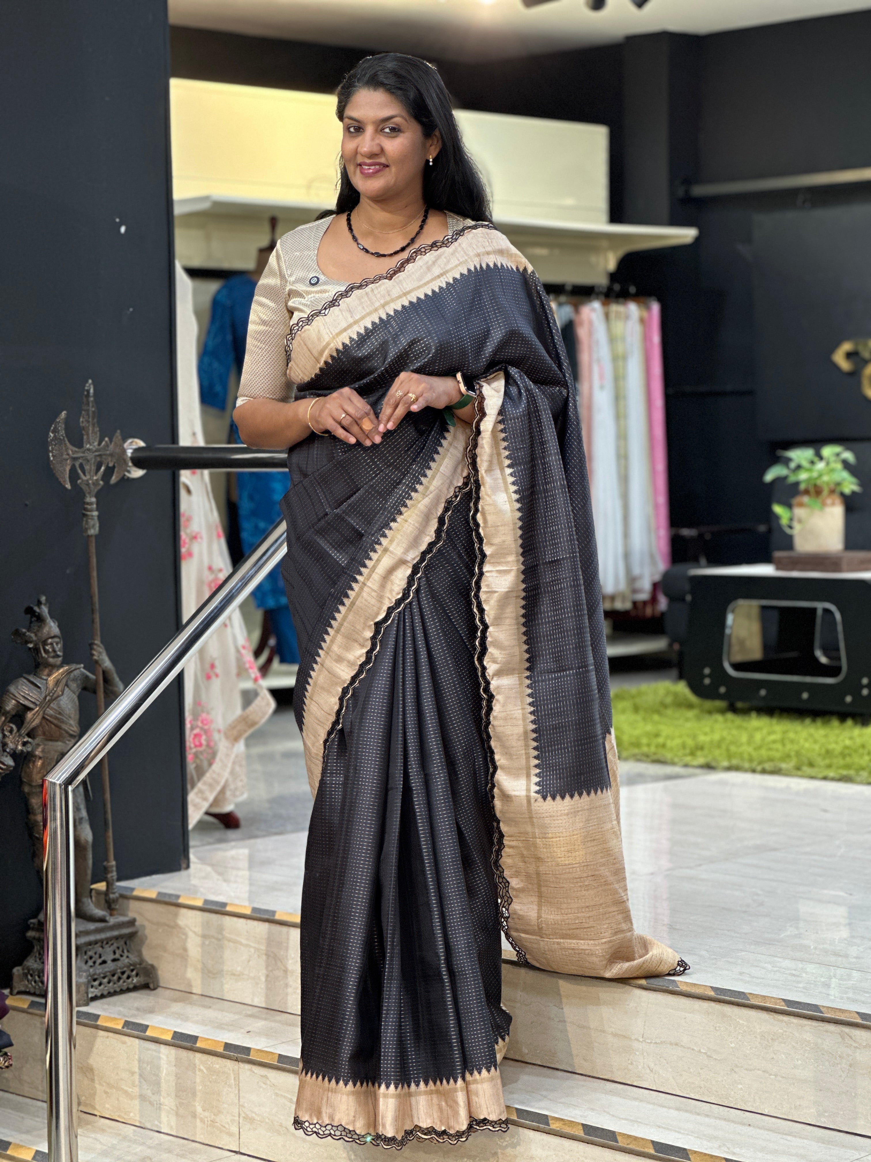 Twine Cut Work Detailed Semi Silk Saree | TC468