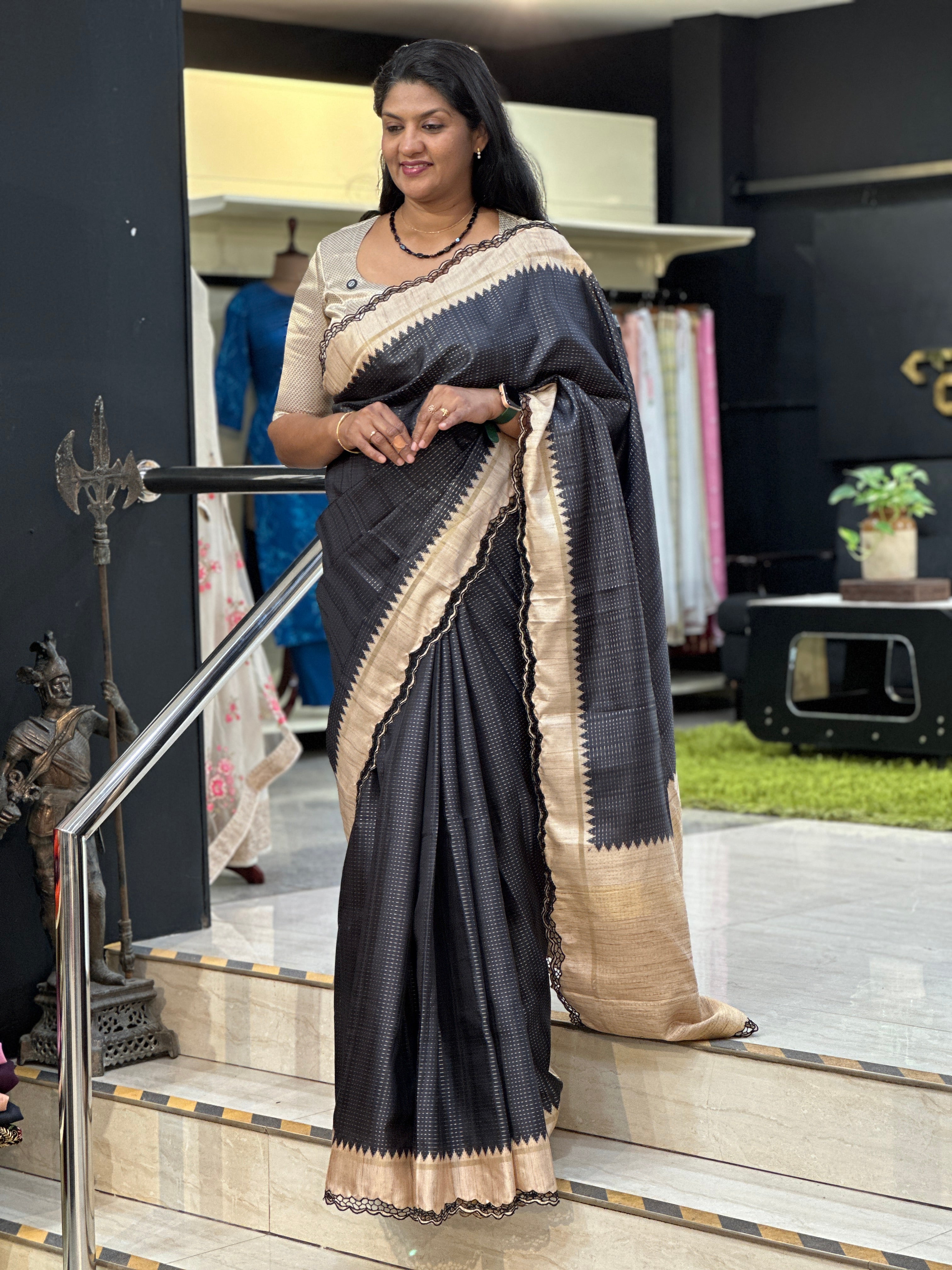 Twine Cut Work Detailed Semi Silk Saree | TC468