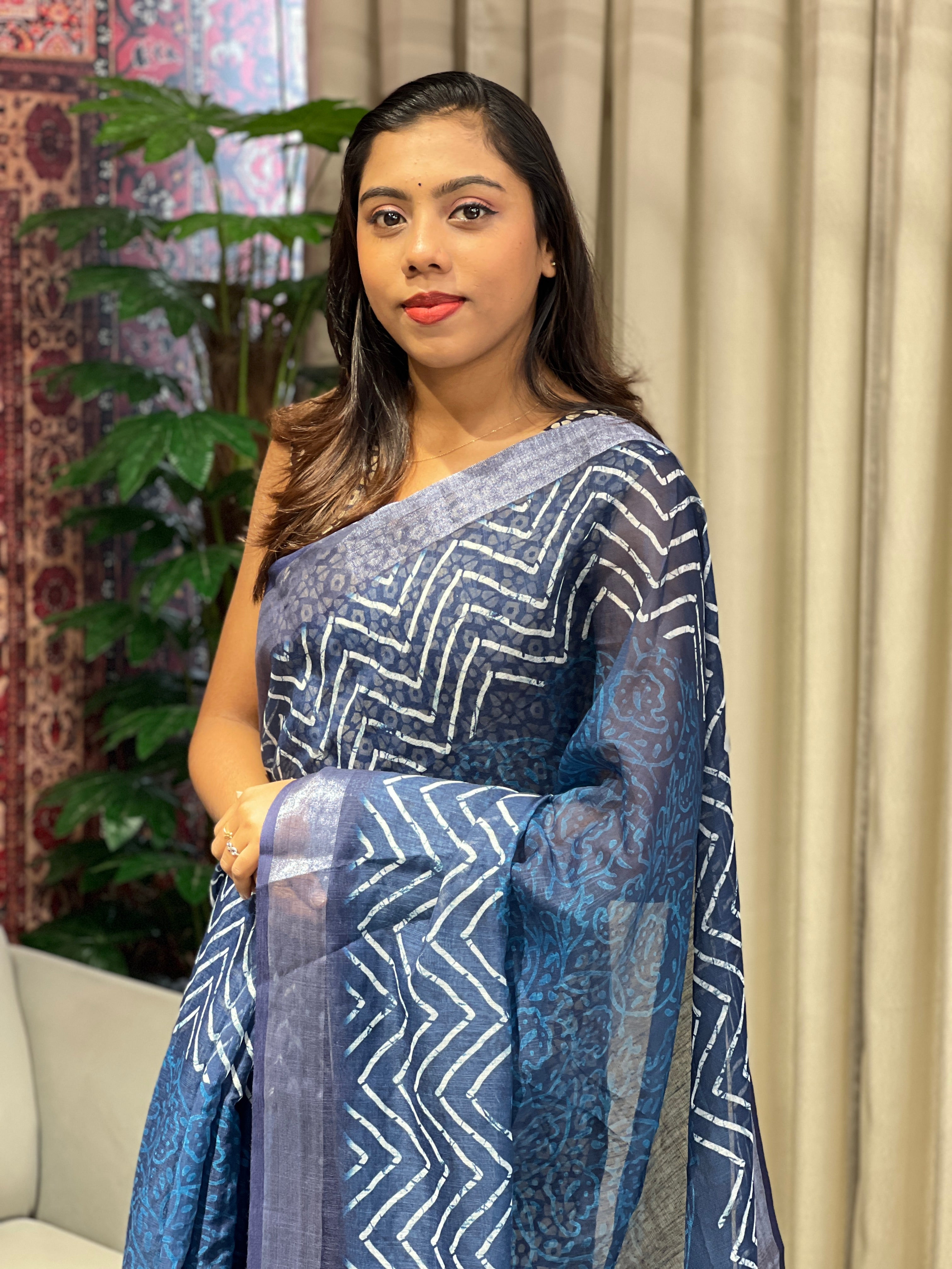 Digital Printed Linen Finish Saree | BLD1872