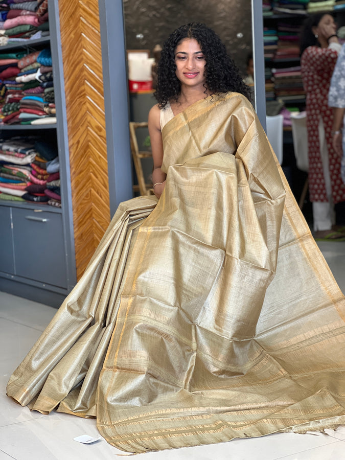 Zari and Temple Border Tussar Saree | PD898