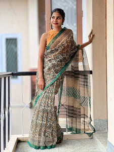 Block Printed Kota Doriya Saree | JKL298