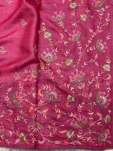 Embroidery With Mirror Detailed Desi Tussar Saree | RGD335