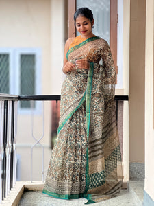 Block Printed Kota Doriya Saree | JKL298