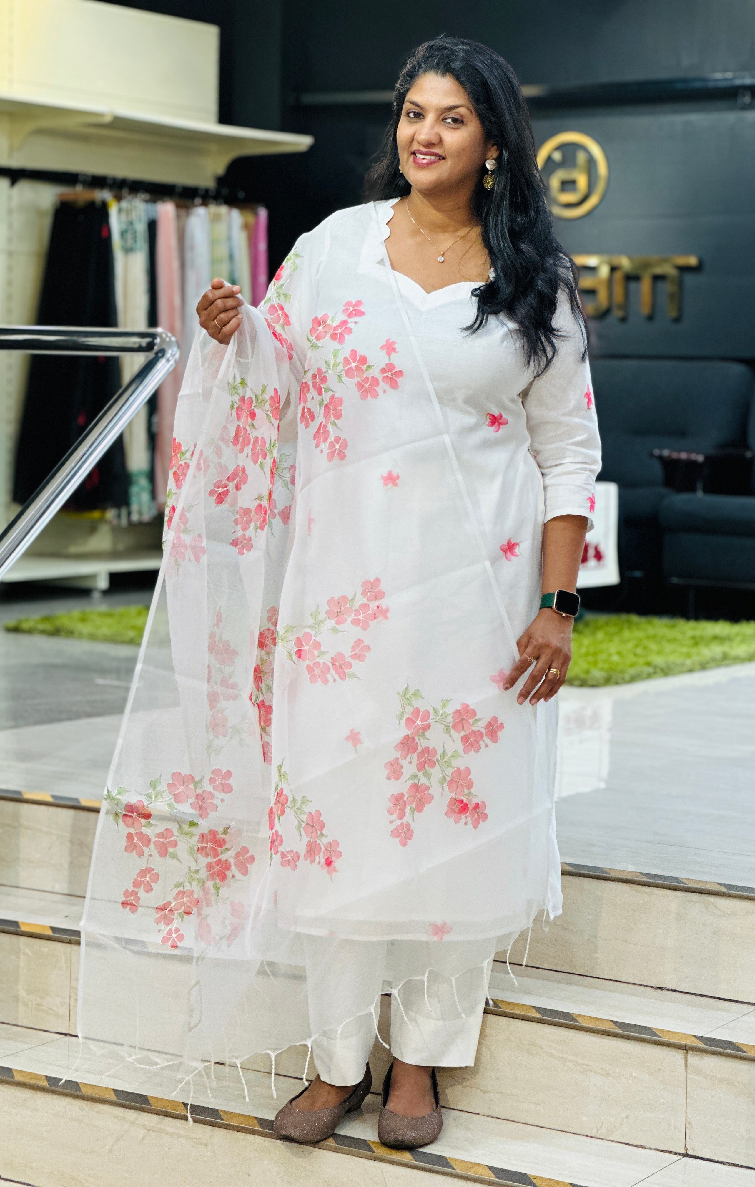 Floral Printed Chanderi Salwar Set | MR458