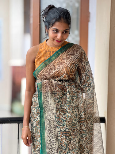 Block Printed Kota Doriya Saree | JKL298