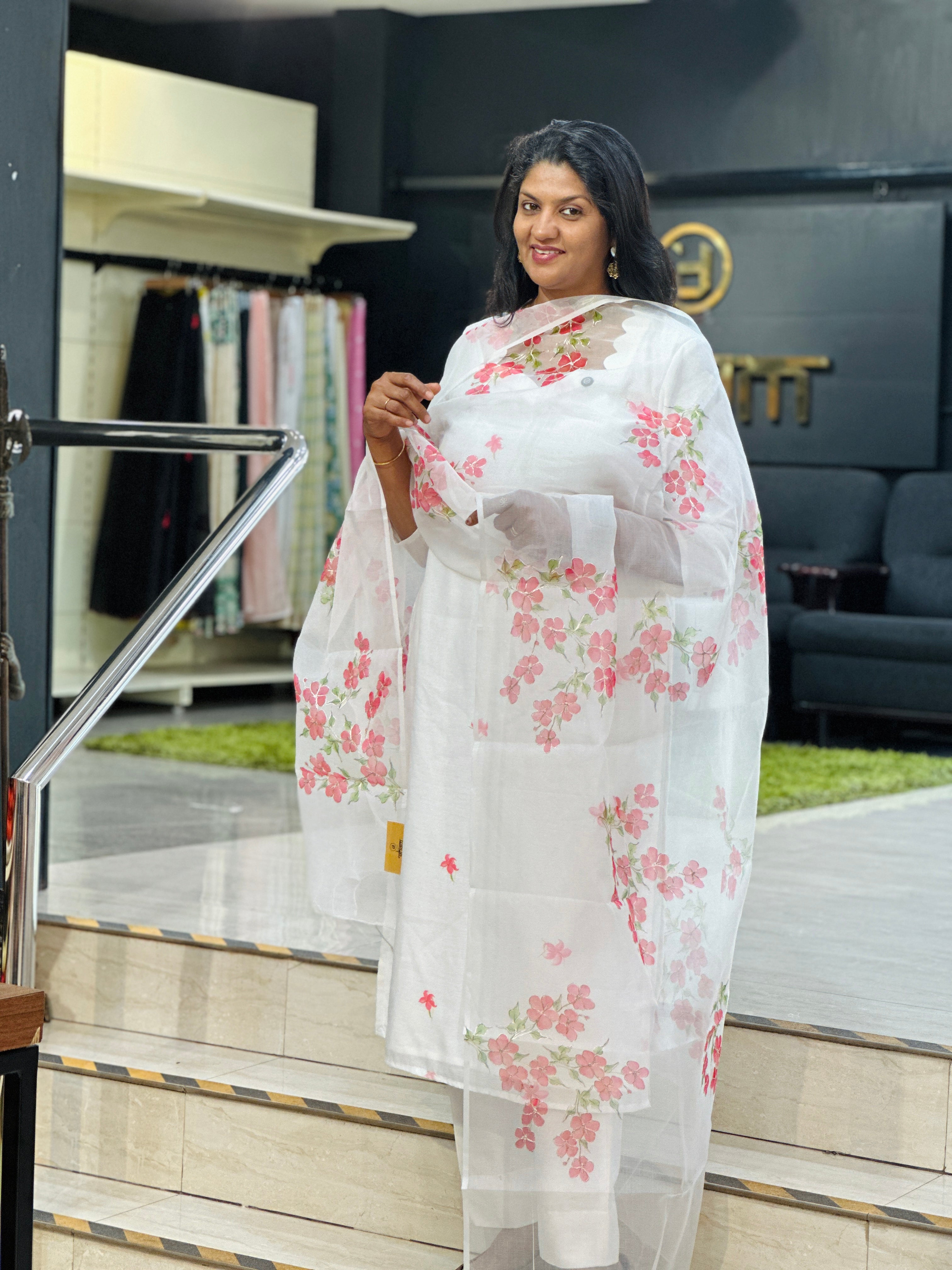 Floral Printed Chanderi Salwar Set | MR458