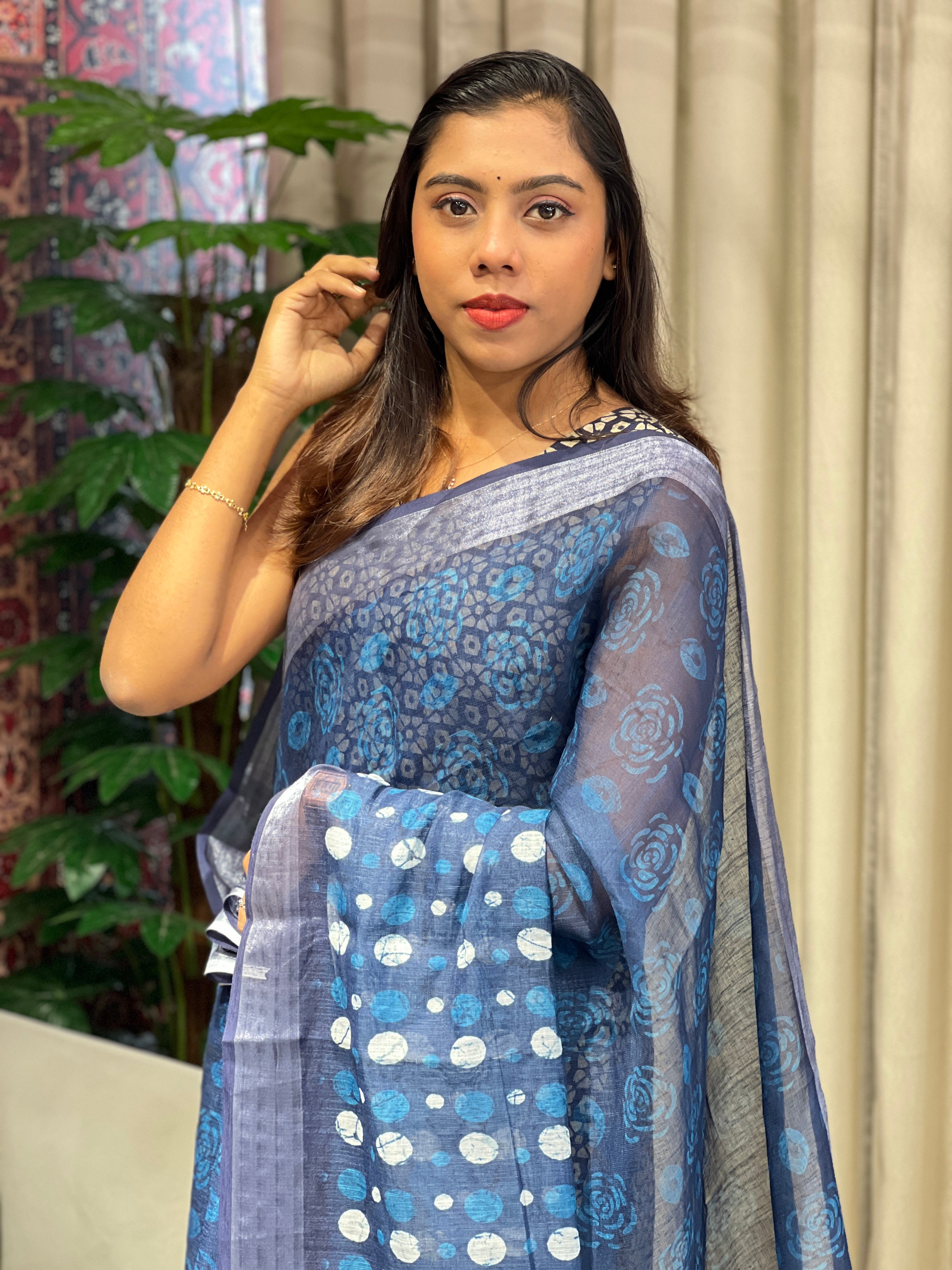 Digital Printed Linen Finish Saree | BLD1868