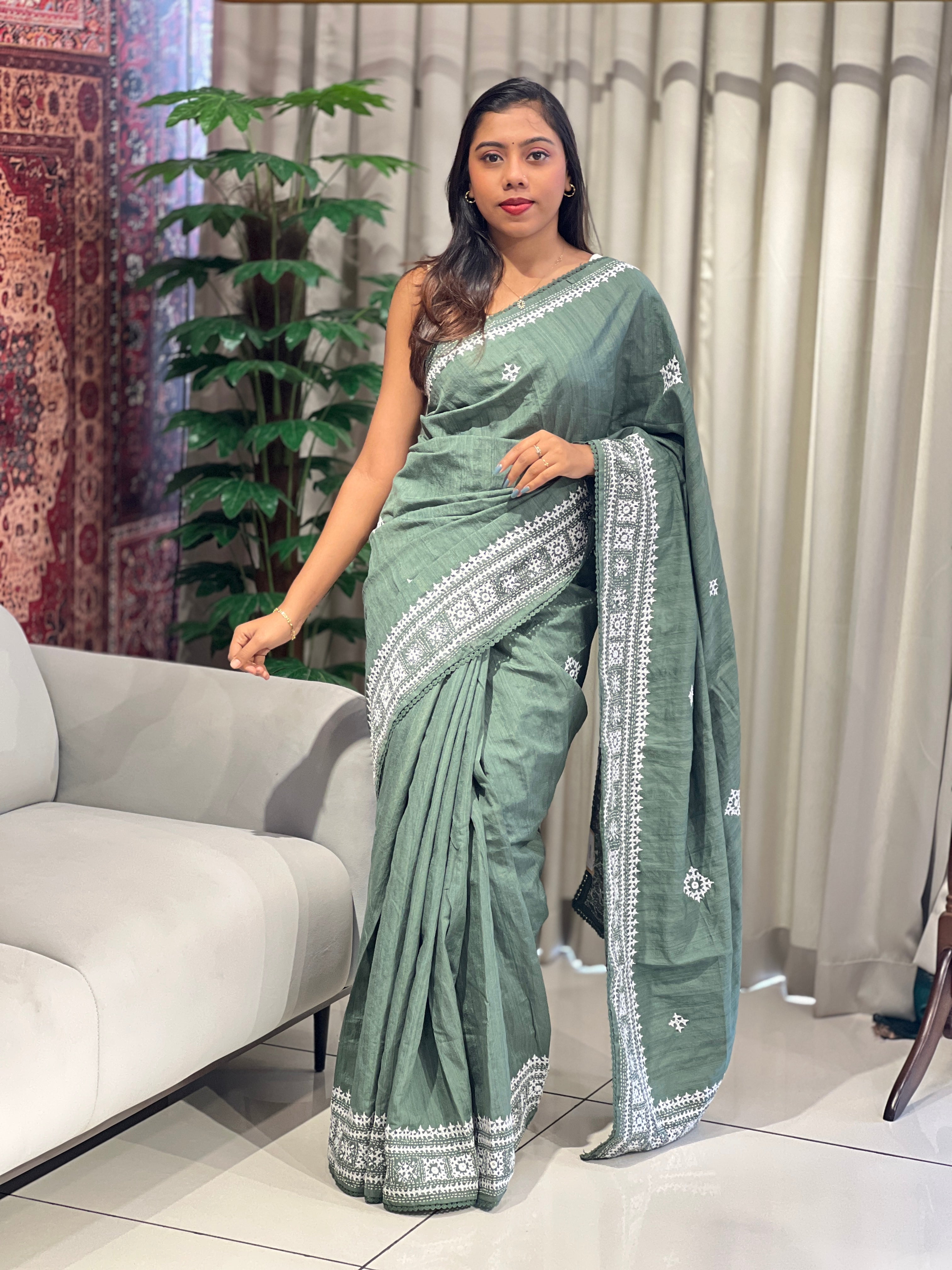 Kutch Work Detailed Semi Tussar Saree | BLD2114