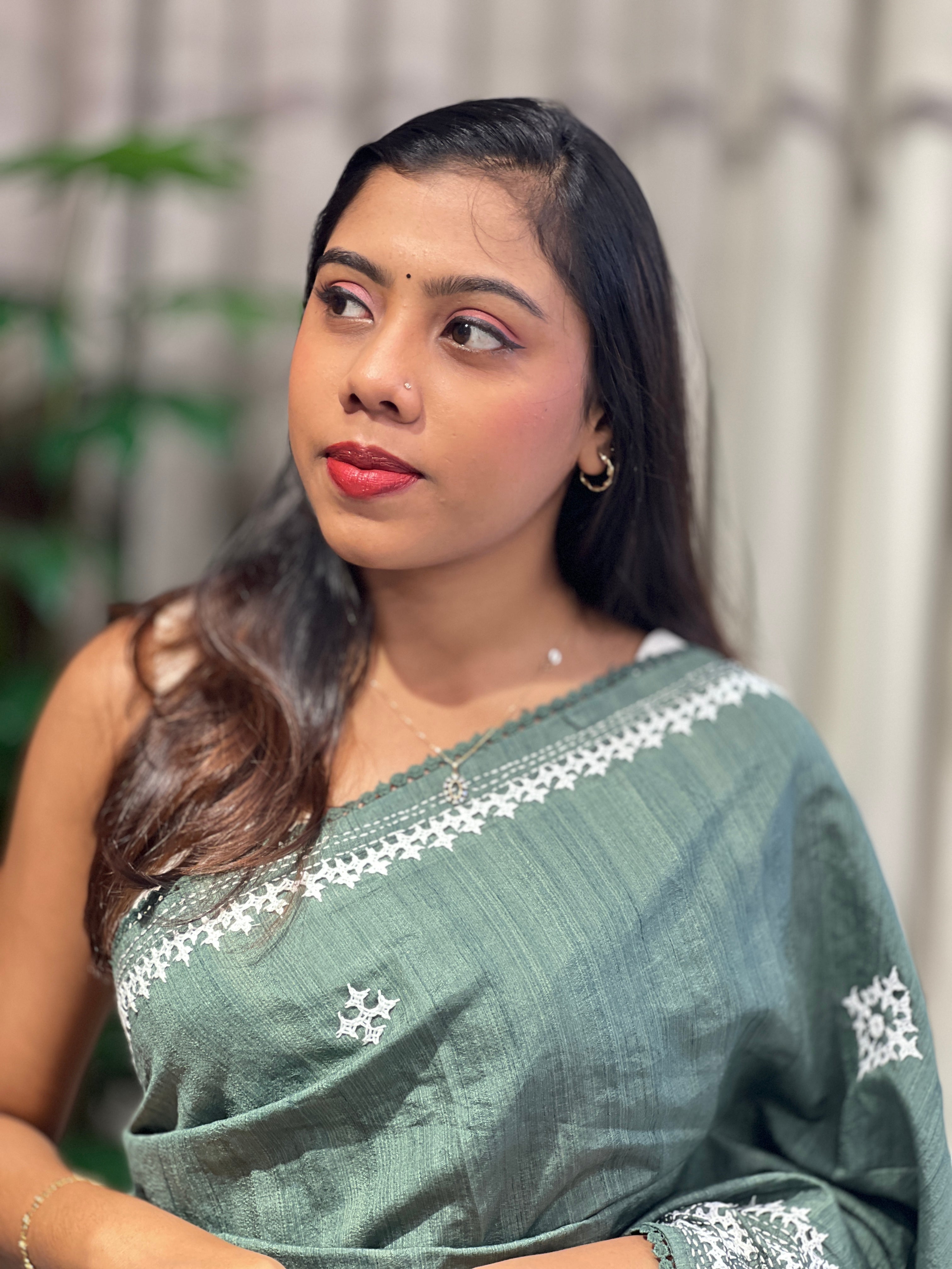 Kutch Work Detailed Semi Tussar Saree | BLD2114