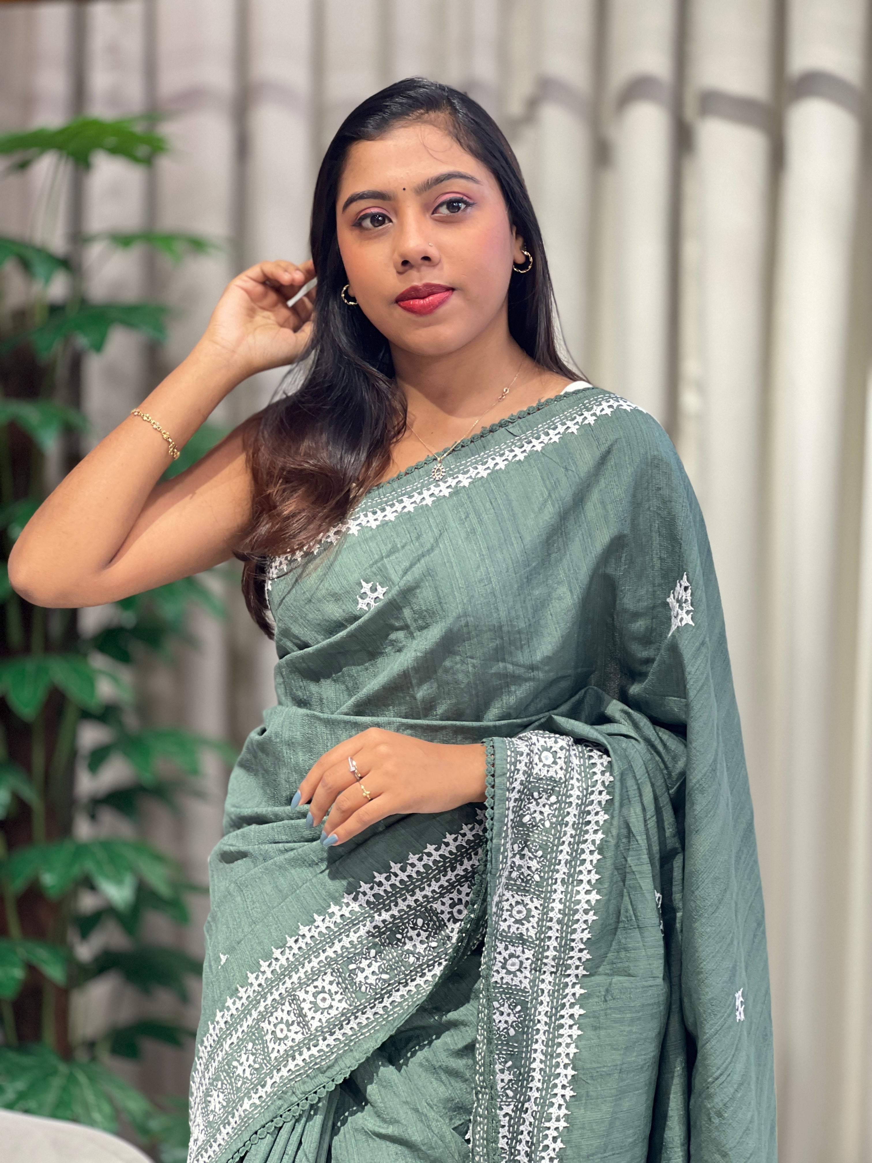 Kutch Work Detailed Semi Tussar Saree | BLD2114